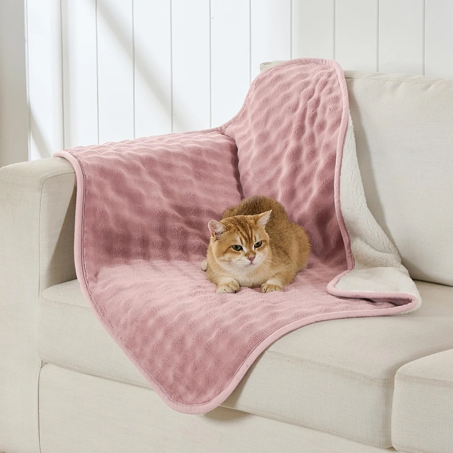 Couverture Imperméable pour Chien Motif 3D Bulles Réversible 76x101cm Rose Poussière