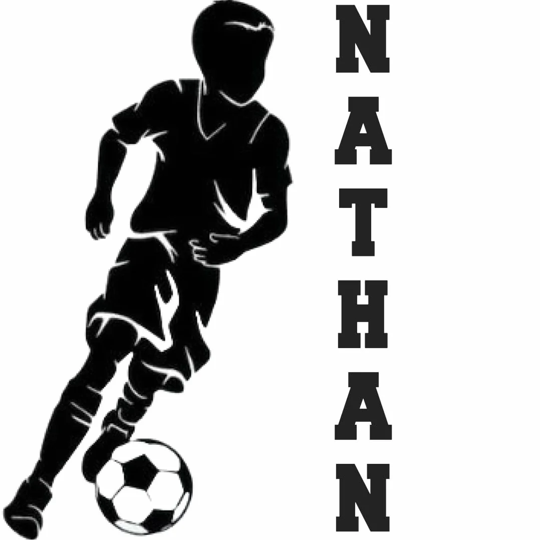 Stickers muraux prénom enfant footballeur décoration chambre bébé fille garçon 17 couleurs