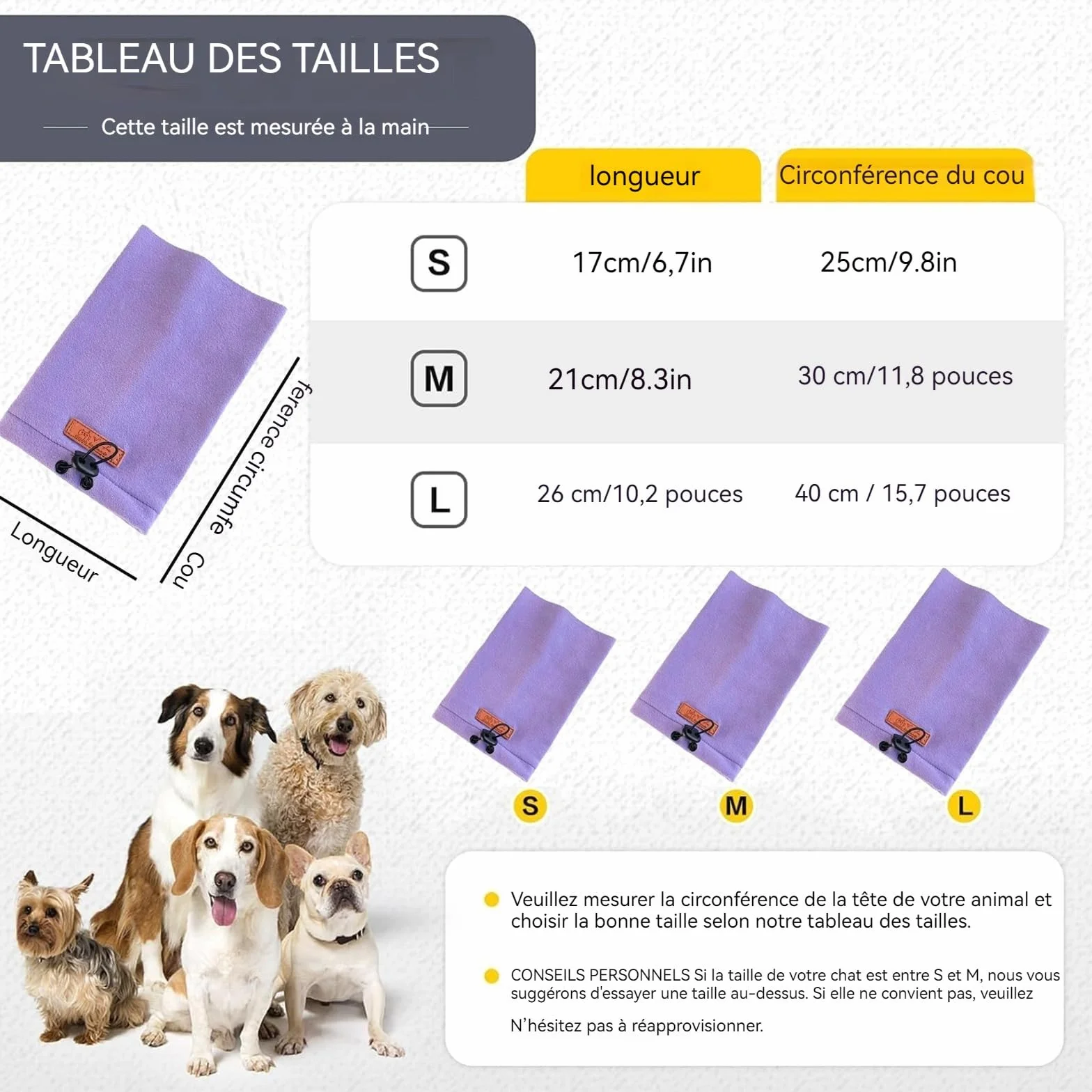 Protège-Oreilles Colenumone Dog Snood - Capuche apaisante et Cache-Cou/Oreille avec Pince réglable, pour Le soulagement de l'anxiété, Les Soins et Le Froid, (Noir,M)