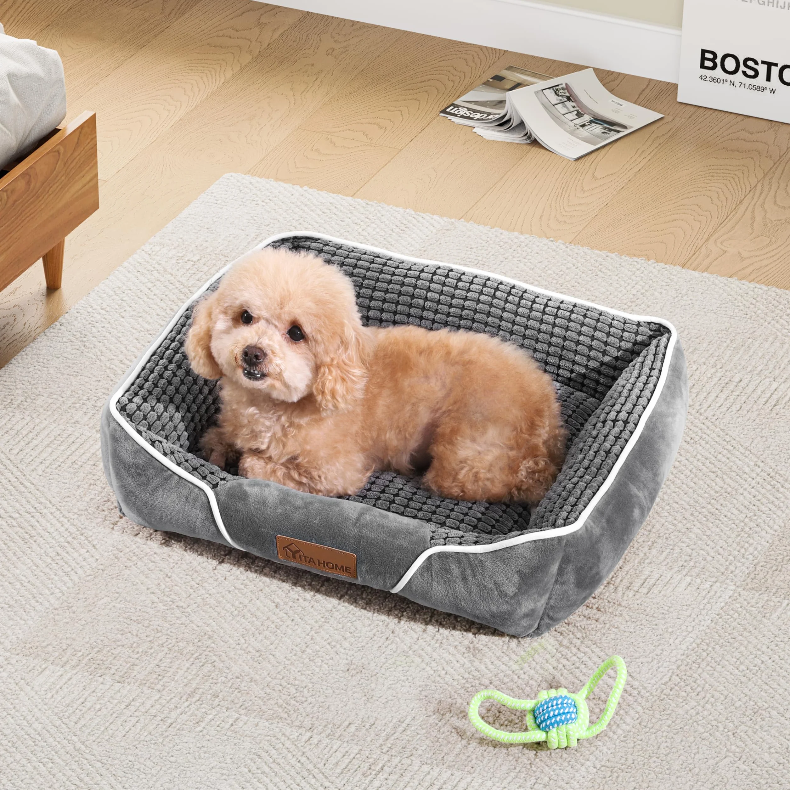 YITAHOME Panier Orthopédique pour Chien 51x48cm Gris Matelas Lavable