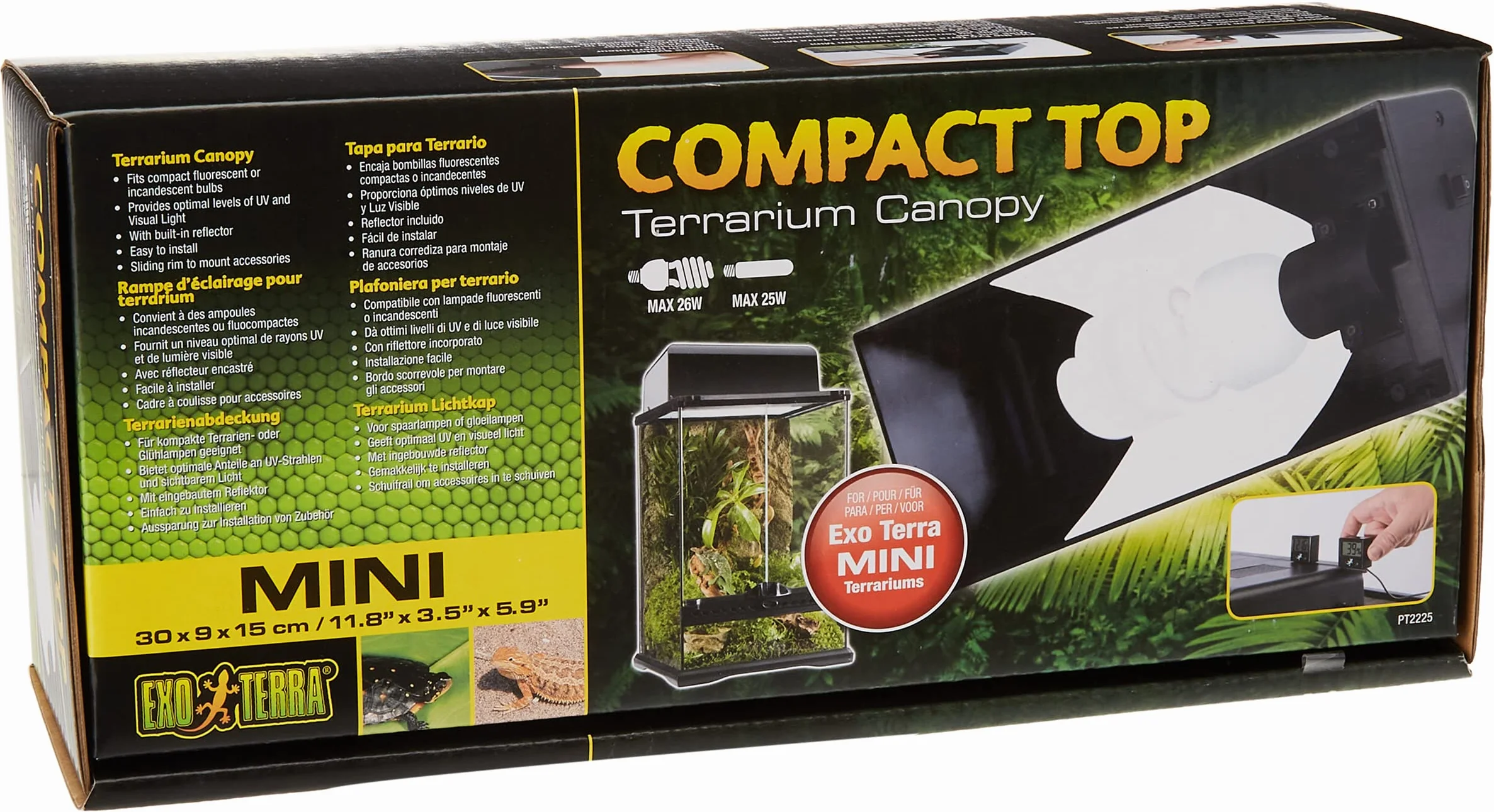 Exo Terra Compact Top couverture terrarium mini 1 lampe réflecteur 30x9x15 cm douille E27