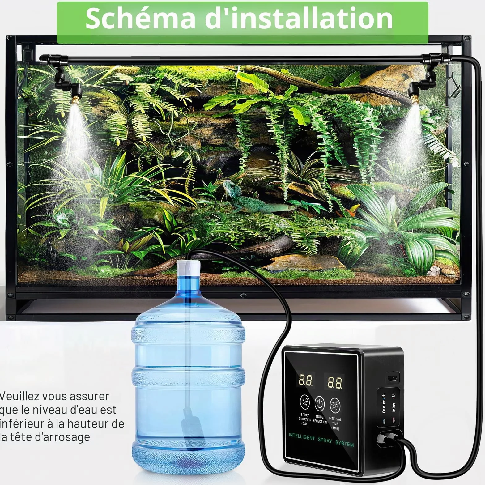 Humidificateur Intelligent pour Terrarium - Brumisateur Reptiles, Amphibiens