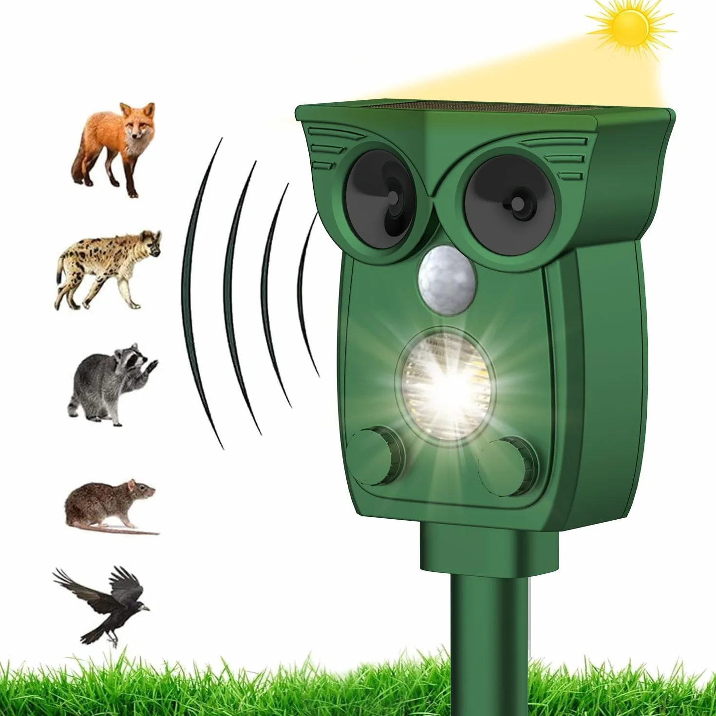 Répulsif Chat Ultrason Solaire USB pour Jardins Champs Pépinières
