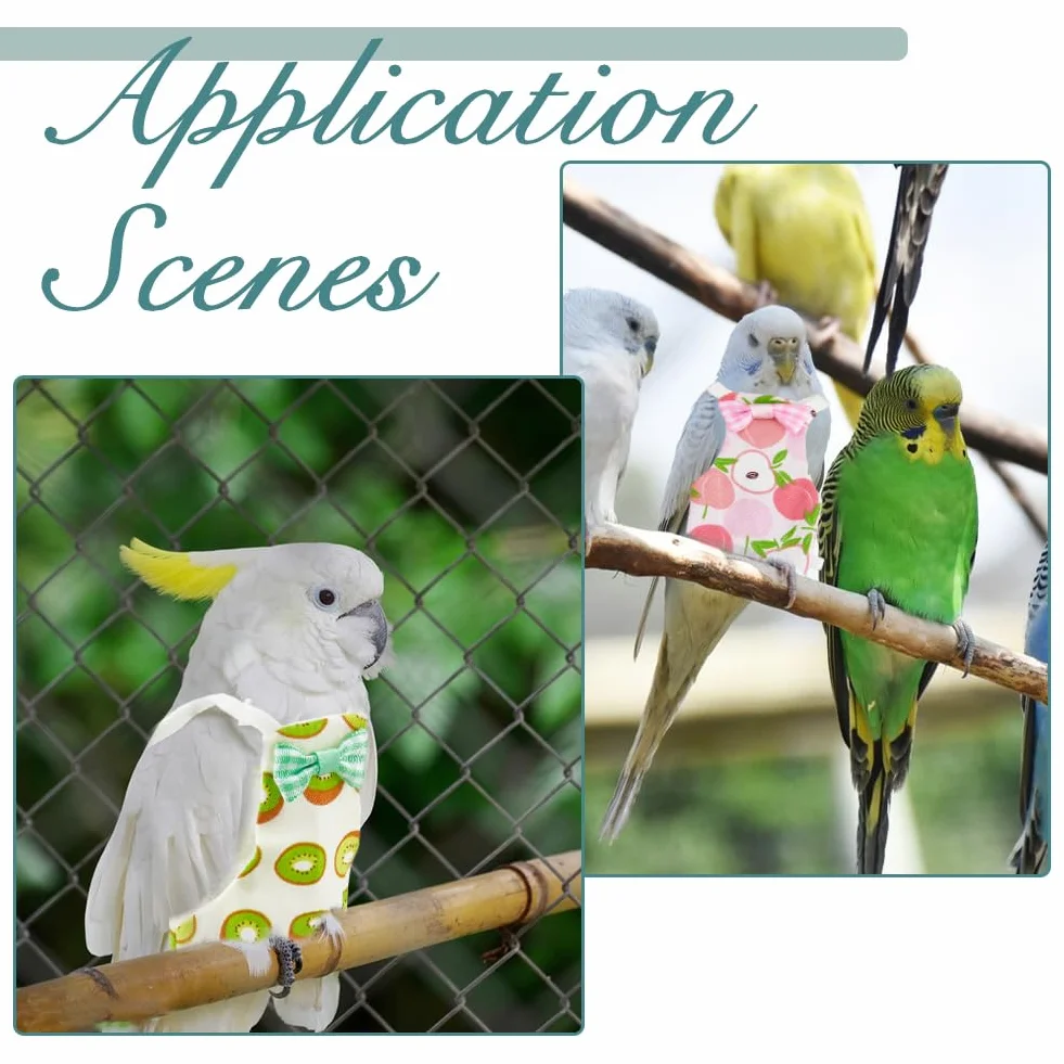 SUPERFINDINGS 6 pièce Couches Réutilisables pour Oiseaux 11cm/9.5cm pour Perroquets Cockatiel Imperméable Lavable