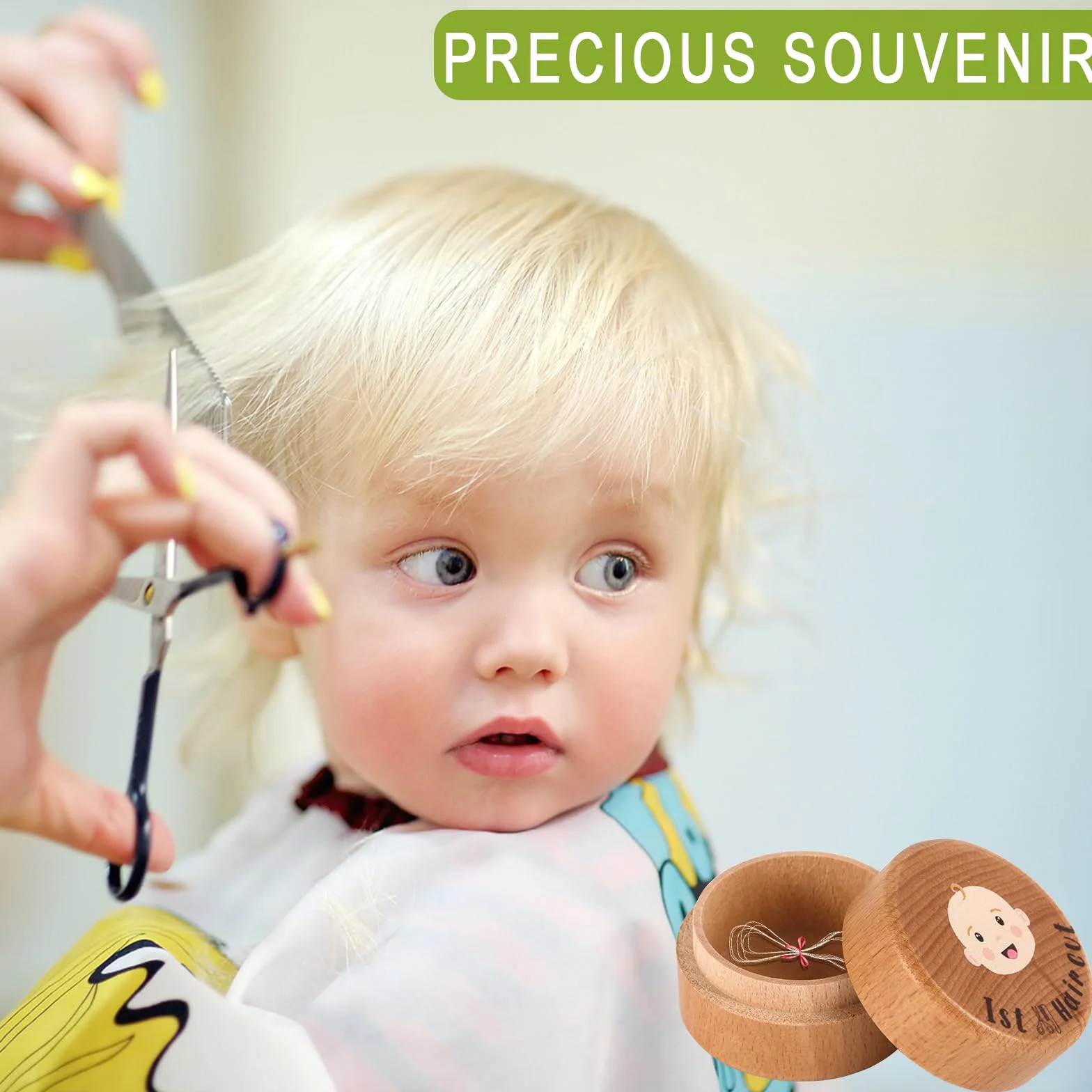 Boîte à Souvenirs pour Premiers Cheveux de Bébé en Bois, Cadeau d'Anniversaire Fête Prénatale