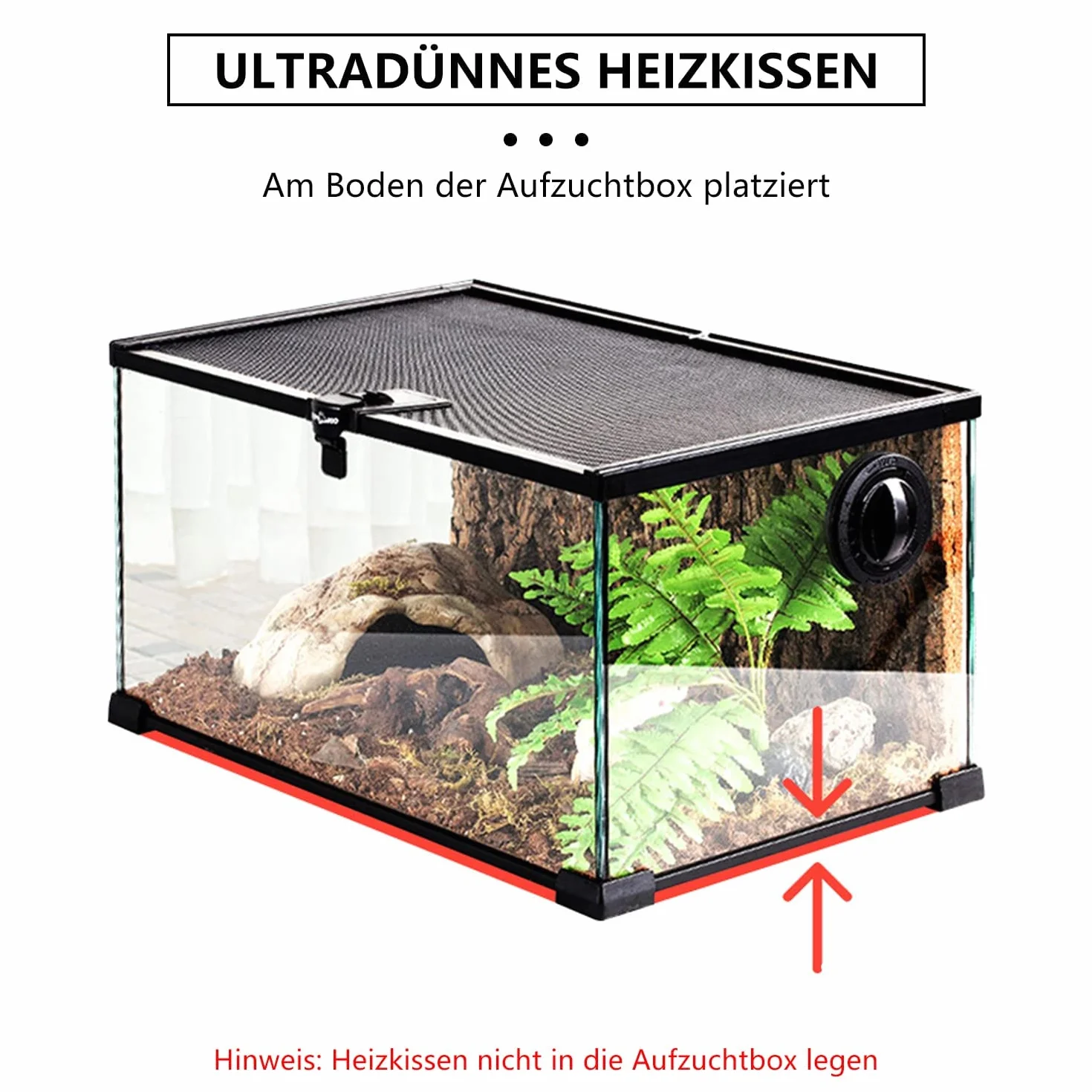 Coussin chauffant réglable 14 W pour reptiles réservoir en verre