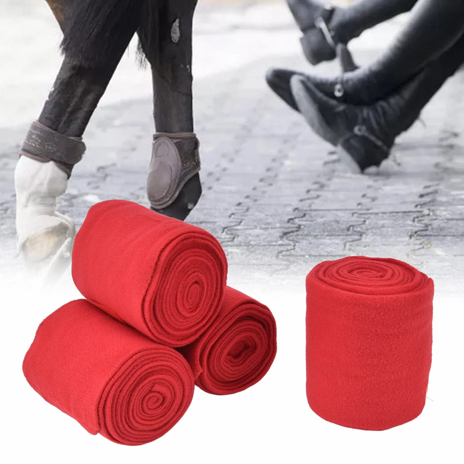 Fdit Lot de 4 Bandages de Protection pour Jambes de Cheval, Respirants et Résistants à l'usure avec Ruban Adhésif
