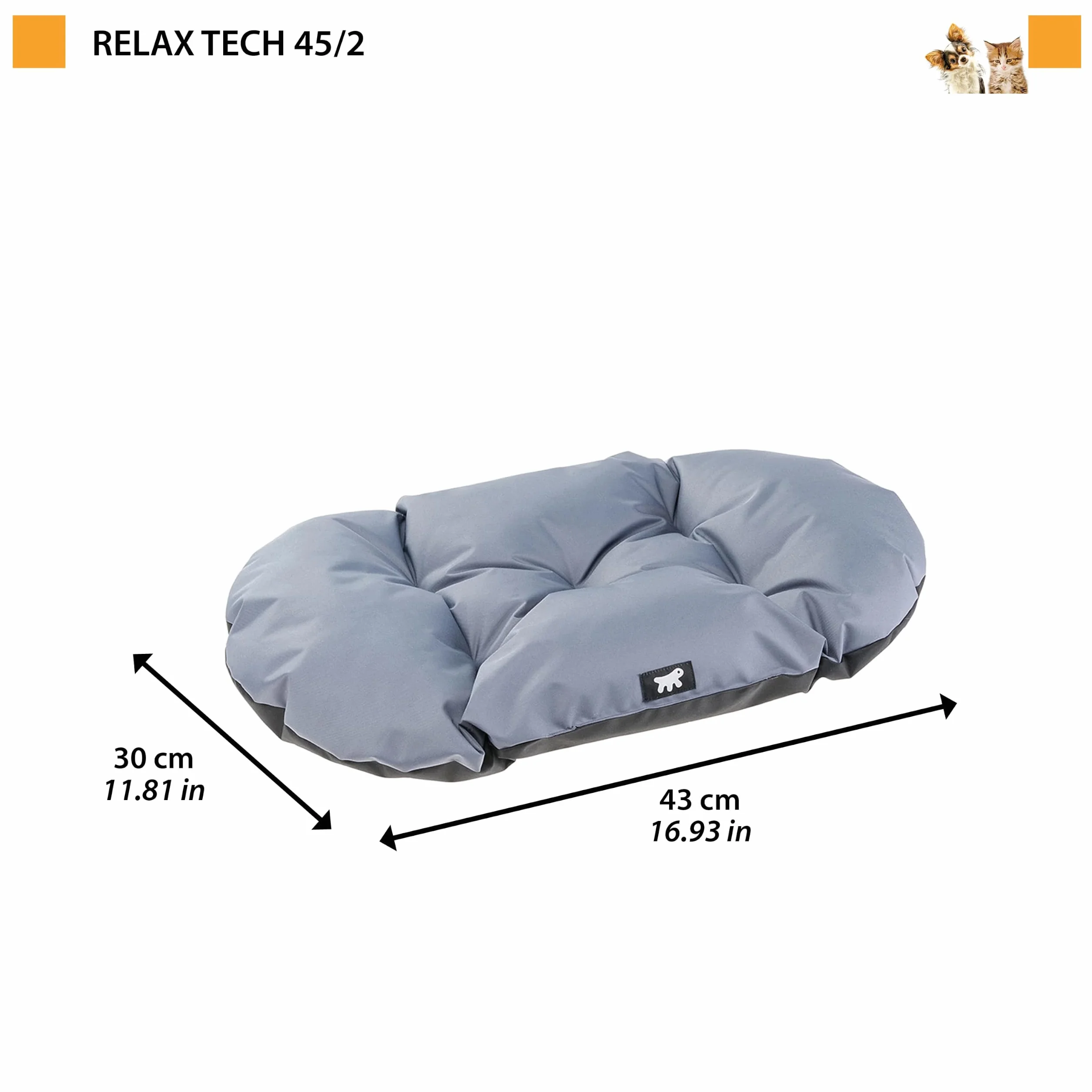 Ferplast Panier Chat Coussin Imperméable pour Chiens Petite Taille 43x30x3 cm Gris