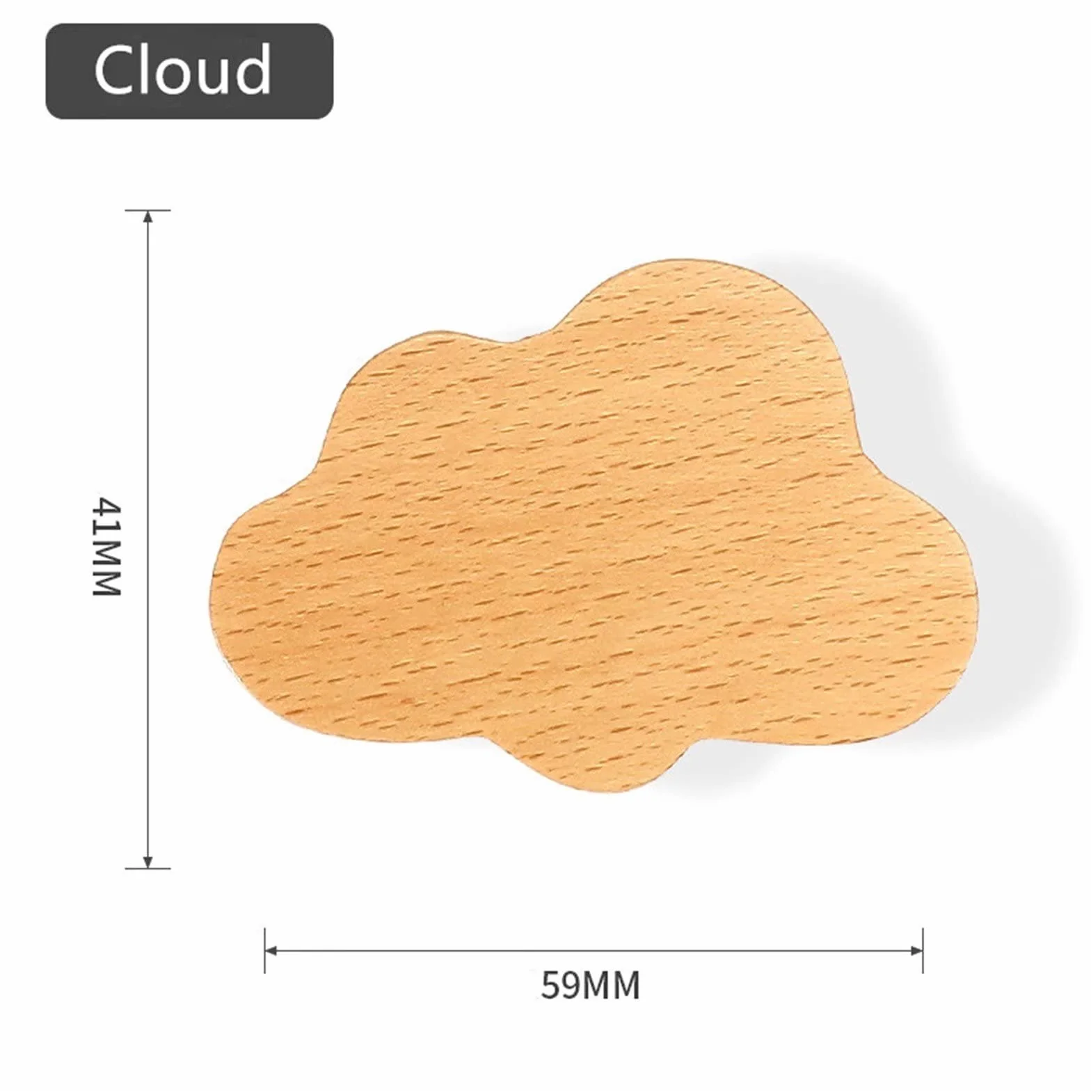Boutons de placard décoratifs en bois en forme de nuage Lot de 2 avec vis