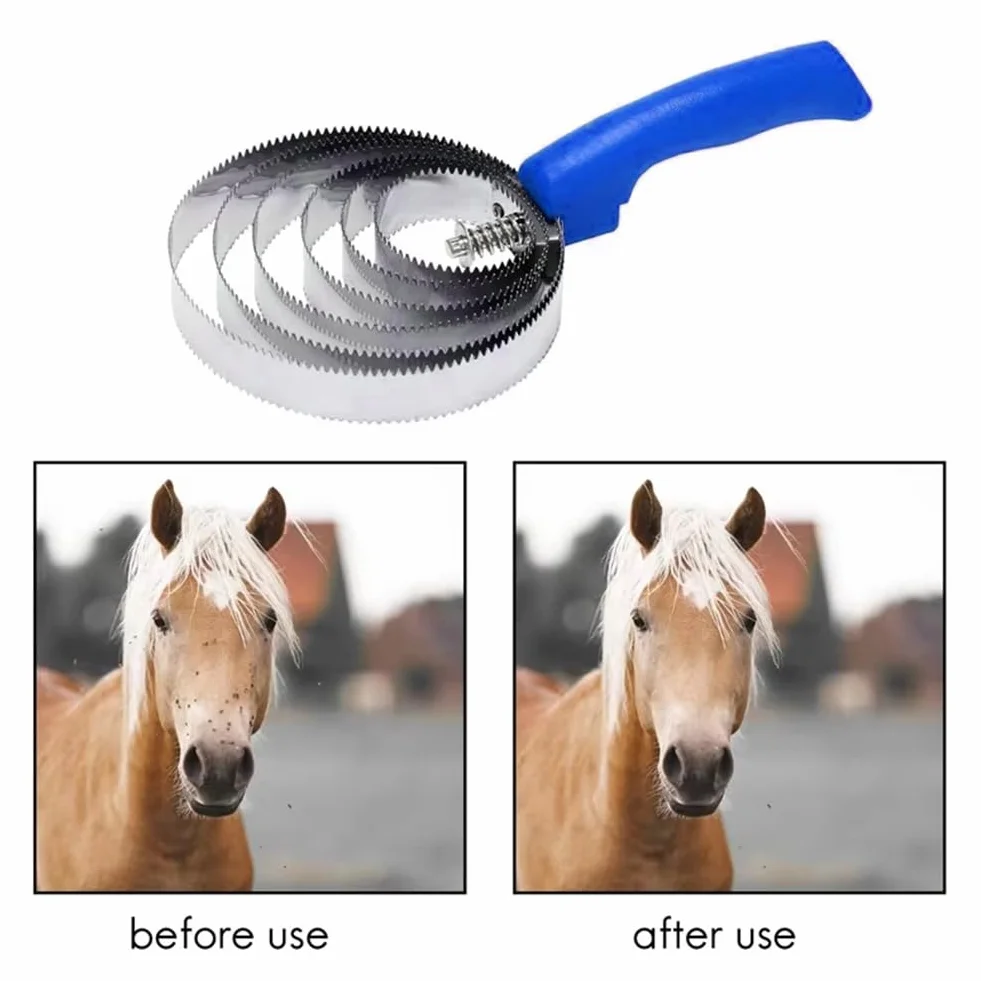 Peigne Curry Cheval Double Face en Acier Inoxydable pour Chevaux Moutons Bovins