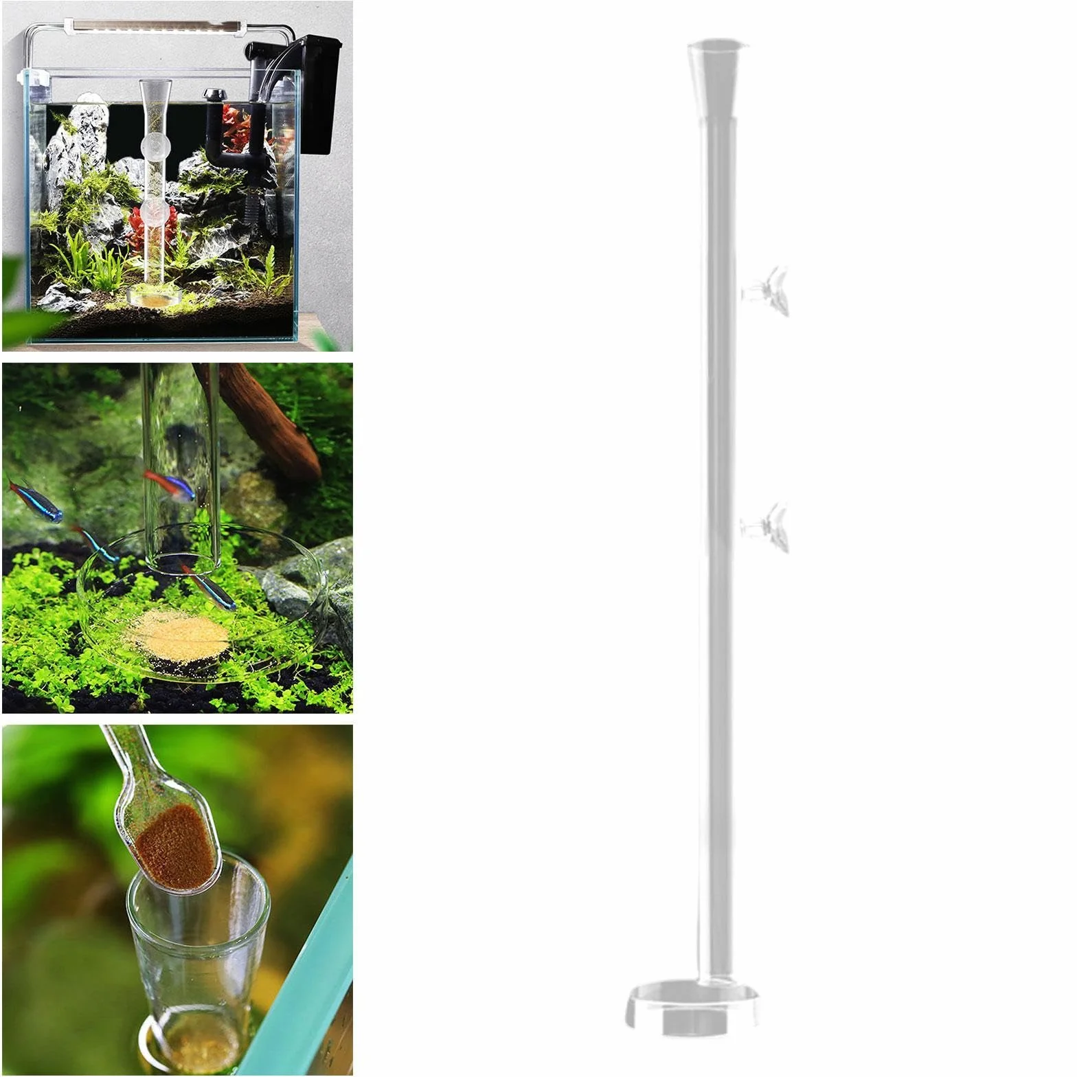 MagiDeal Tube d'alimentation en Verre pour Aquarium 45CM Plateau Rond Mangeoire Crevettes