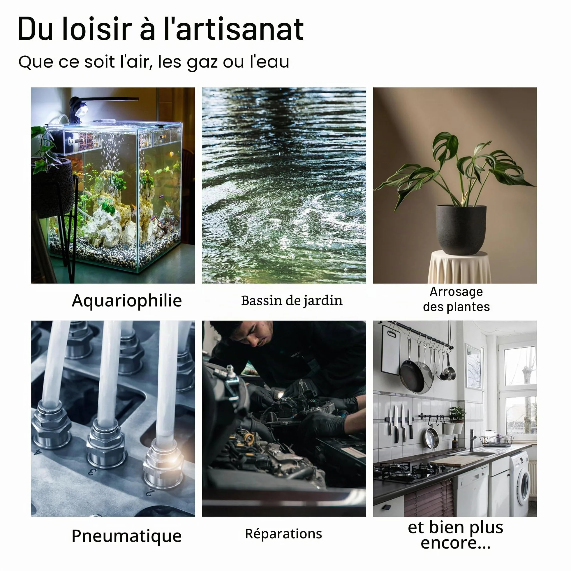 Tuyau d'air en PVC transparent 25 m 4 mm intérieur 6 mm extérieur pour bassins et aquariums