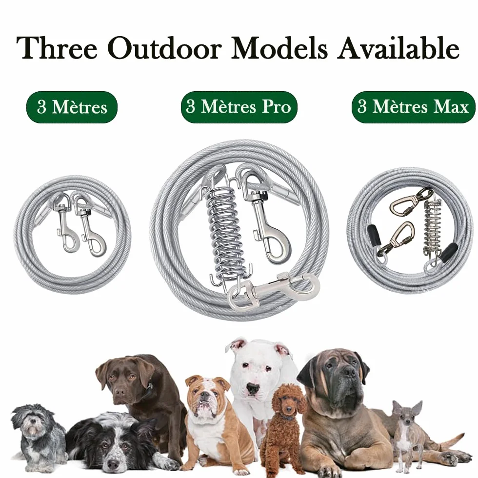 Laisse Chaîne pour Chien Anti-Morsure 80kg 3m - Attache Chien Extérieur Résistant à la Mastication, Imperméable