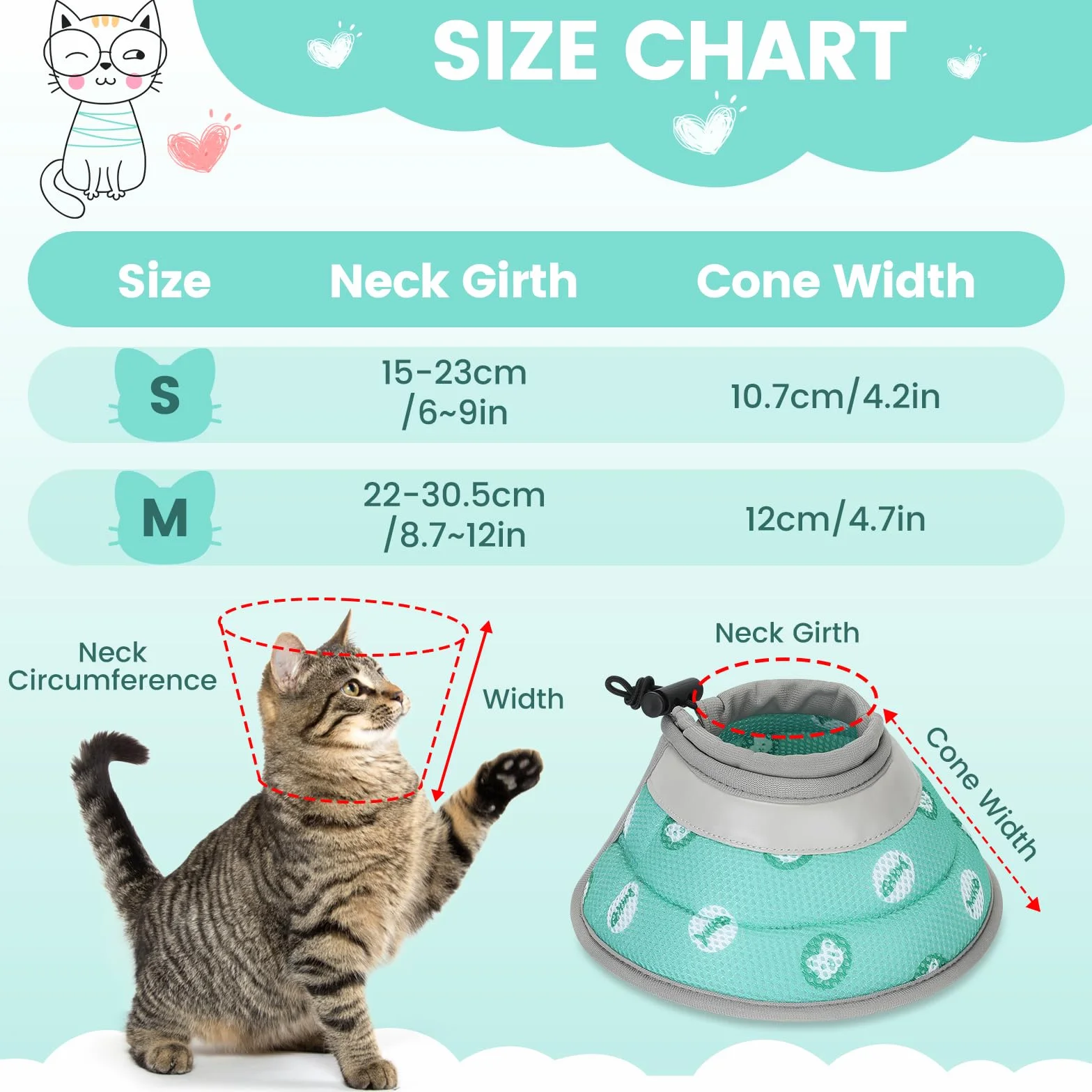 Collerette pour Chat Anti Lechage Réglable Anti Grattage Anti-Morsure Après Chirurgie Protection Cône Collier Élisabeth Souple Léger