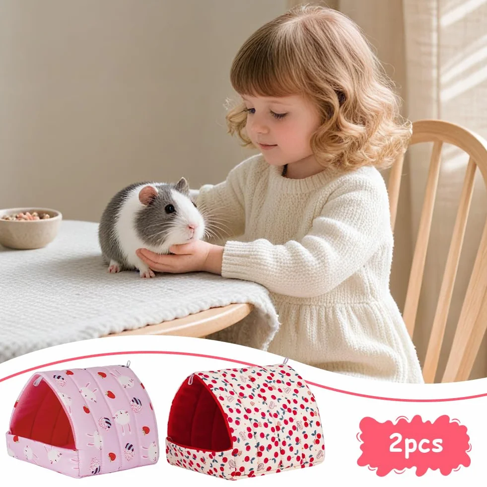 HOTUT Maison pour Cochon d'Inde 2 Pièces Cabane Grotte Chauds Petits Animaux Hiver Lapin Nain Chinchilla Hérisson Cobayes Ecureuils