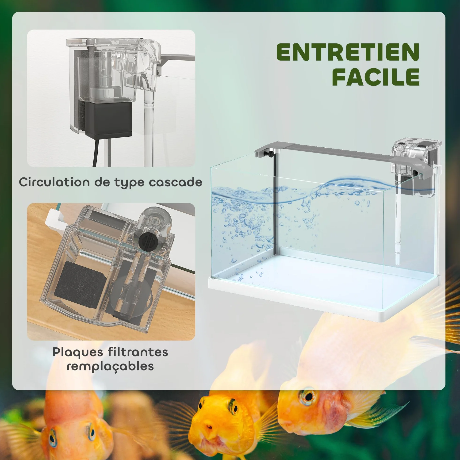 PawHut Aquarium en Verre 20L LED avec Pompe à Filtre pour Poissons