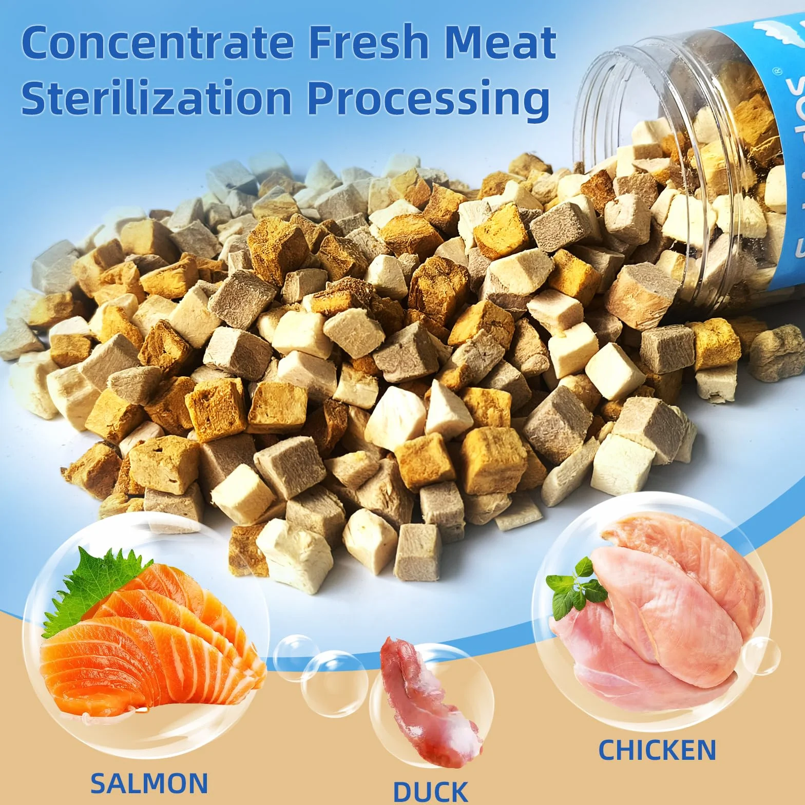Nourriture 3 en 1 pour Tortues de Viande, Poulet et Poisson Lyophilisés, 90g