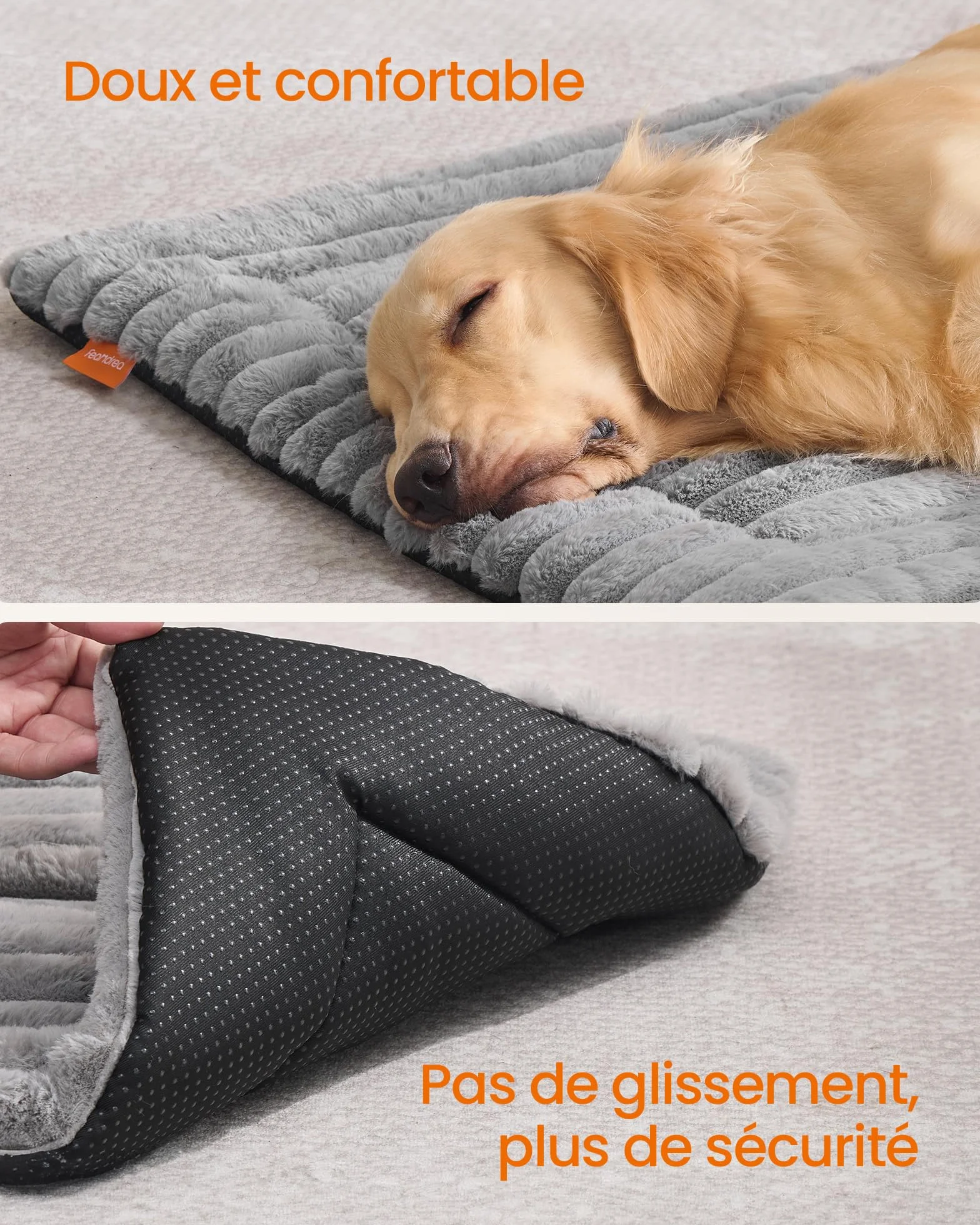 Feandrea Couverture pour Chien XL 105 x 70 cm Lavable en Machine Gris Tourterelle