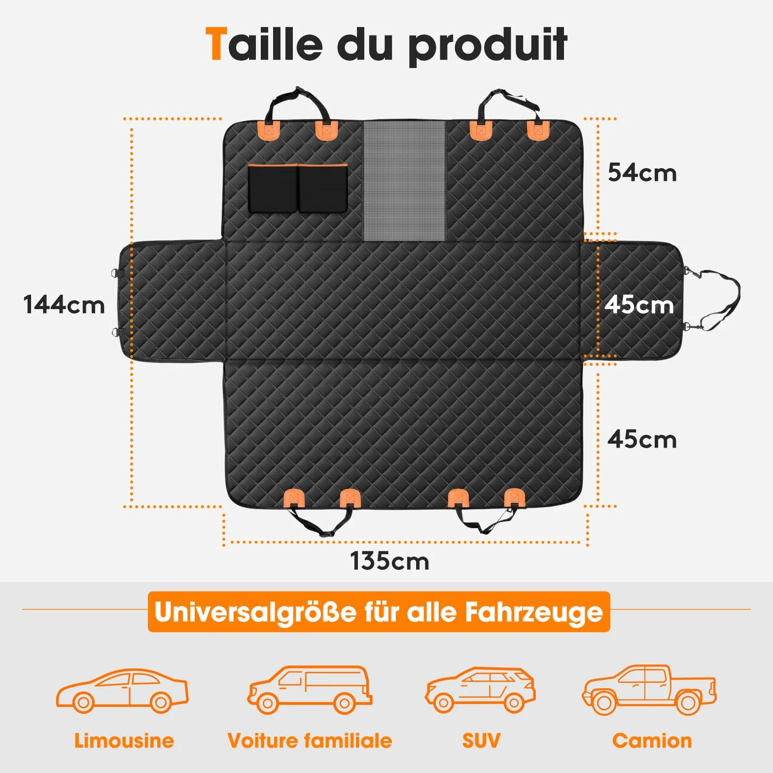 JOEJOY Housses de Siège Auto pour Chien Antidérapant Imperméable Protege Banquette Arrière Noir