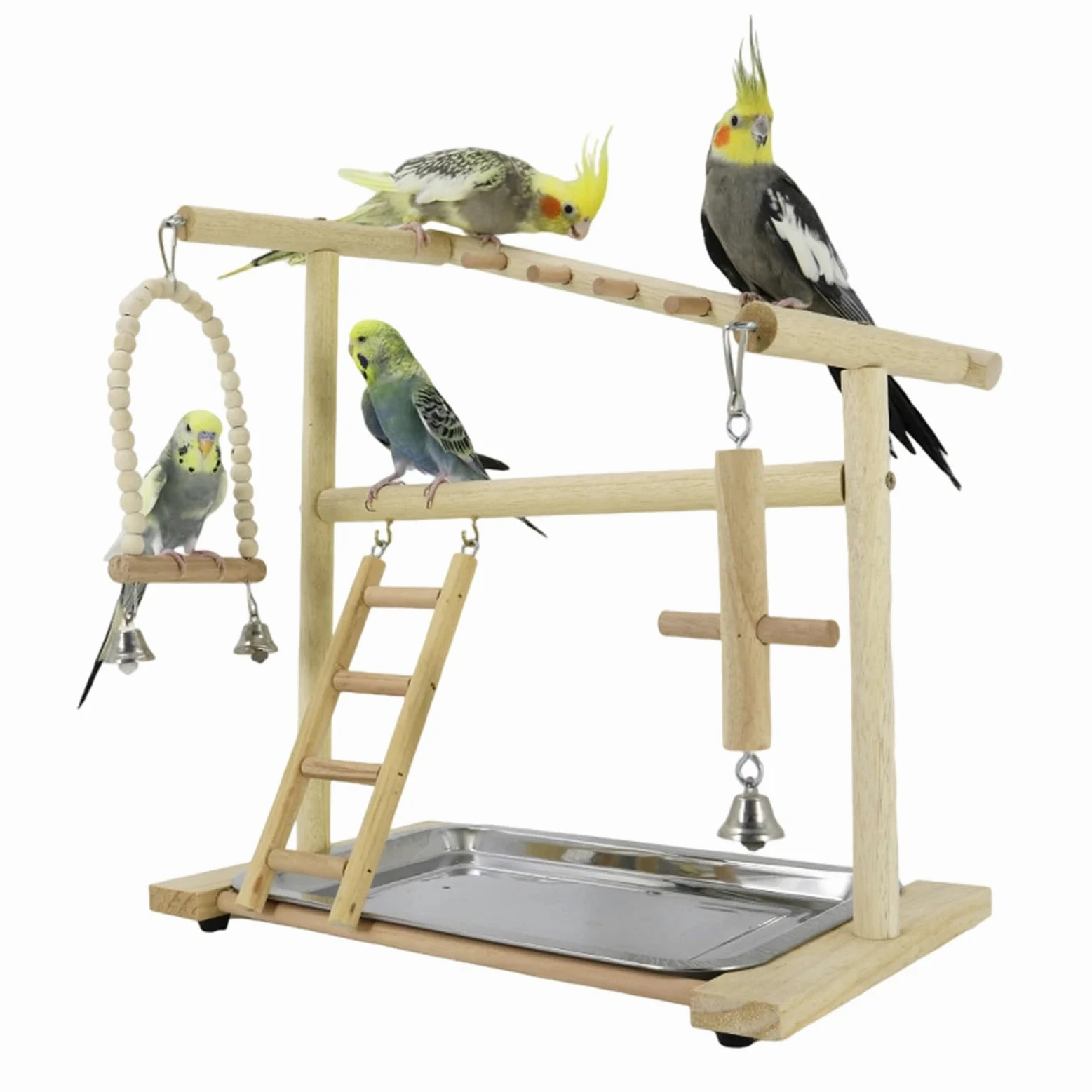 Perchoir À Oiseaux Balançoires et Échelles en Bois pour Grimper | Avec Plateau Amovible en , Coupe et Perchoir pour Calopsitte Pour Dressage, Fourrage, Maison, Intérieur et