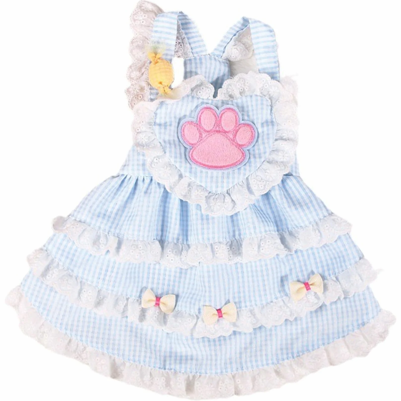 Robe de Princesse pour Chien avec Motif de Patte, Bordure en Dentelle, Jupe Douce