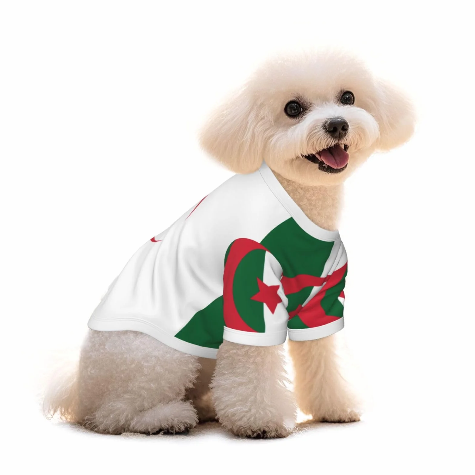 T-shirt chien drapeau Algérie vêtement chiot débardeur élastique taille M