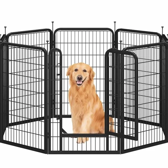 Yaheetech Parc pour Chien 8 Panneaux Enclos Chiens 68 x 100 cm Clôture en Métal Chenil Exterieur