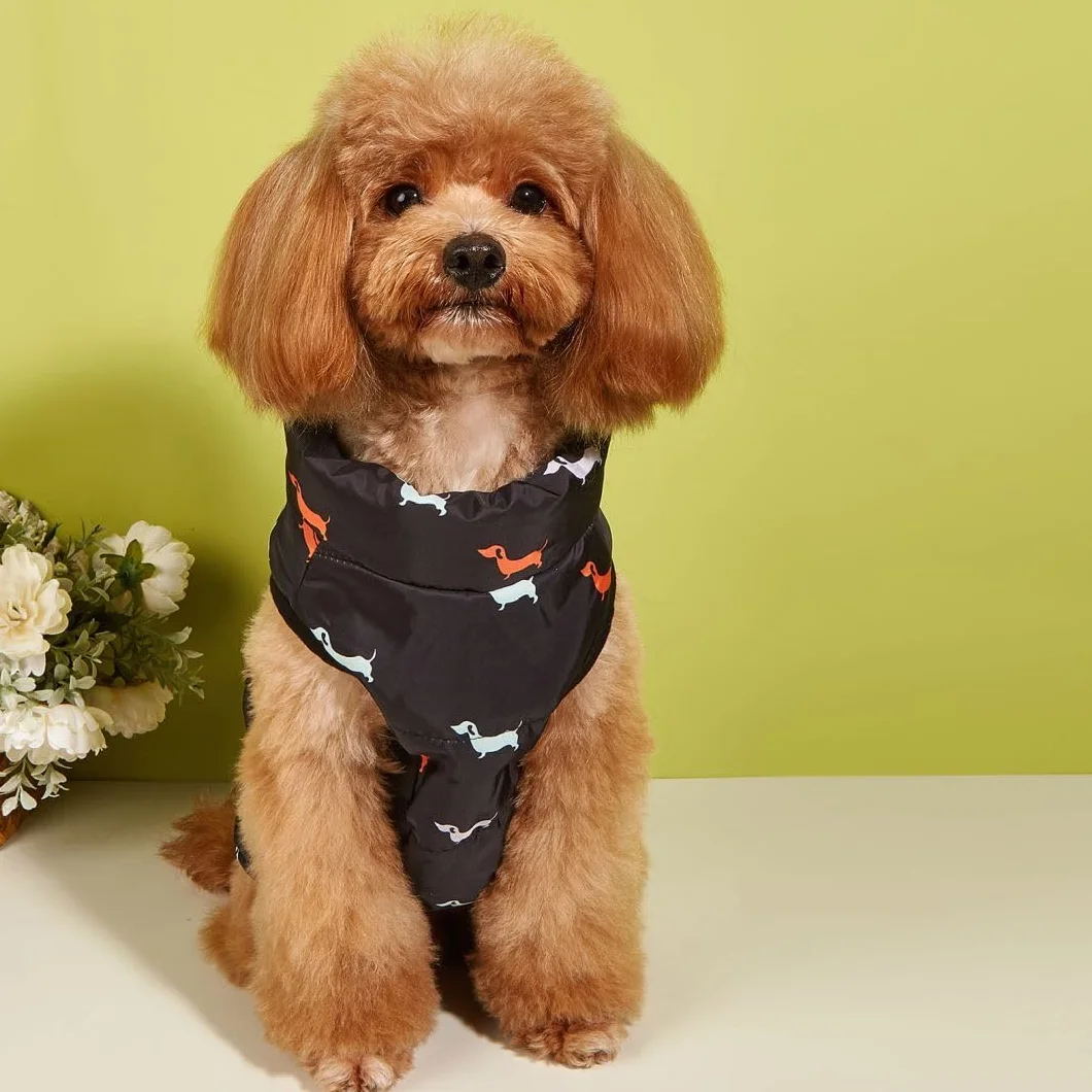 Manteau Chien Petite Moyenne Taille Imperméable Veste avec Trous Harnais Noel Teckel Chihuahua Noir XS
