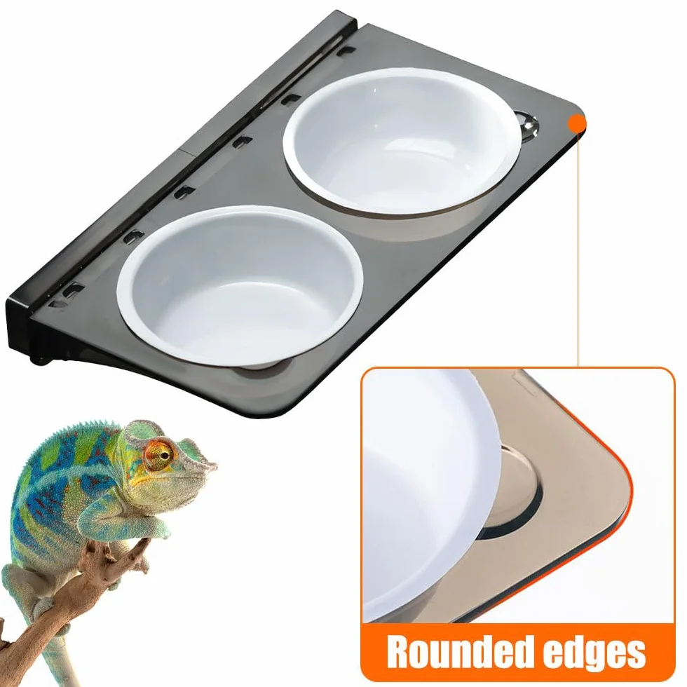 DONGKER Gamelle à Eau et Nourriture pour Reptiles, Mangeoire Magnétique pour Lézard, Tortue, Scorpion, Plat à Eau pour Réservoirs < 4 mm