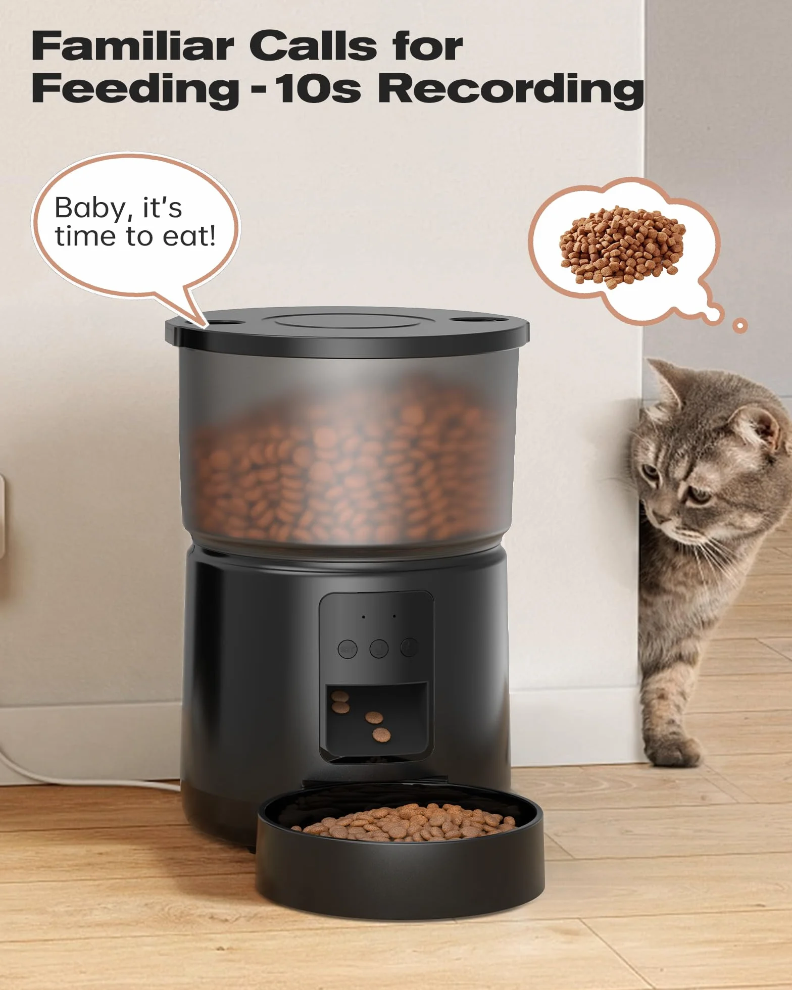 Distributeur Croquettes Chat Automatique WiFi 5G/2,4G Contrôle App Enregistrement Vocal Double Alimentation Grande Capacité 3L 10 Repas par Jour