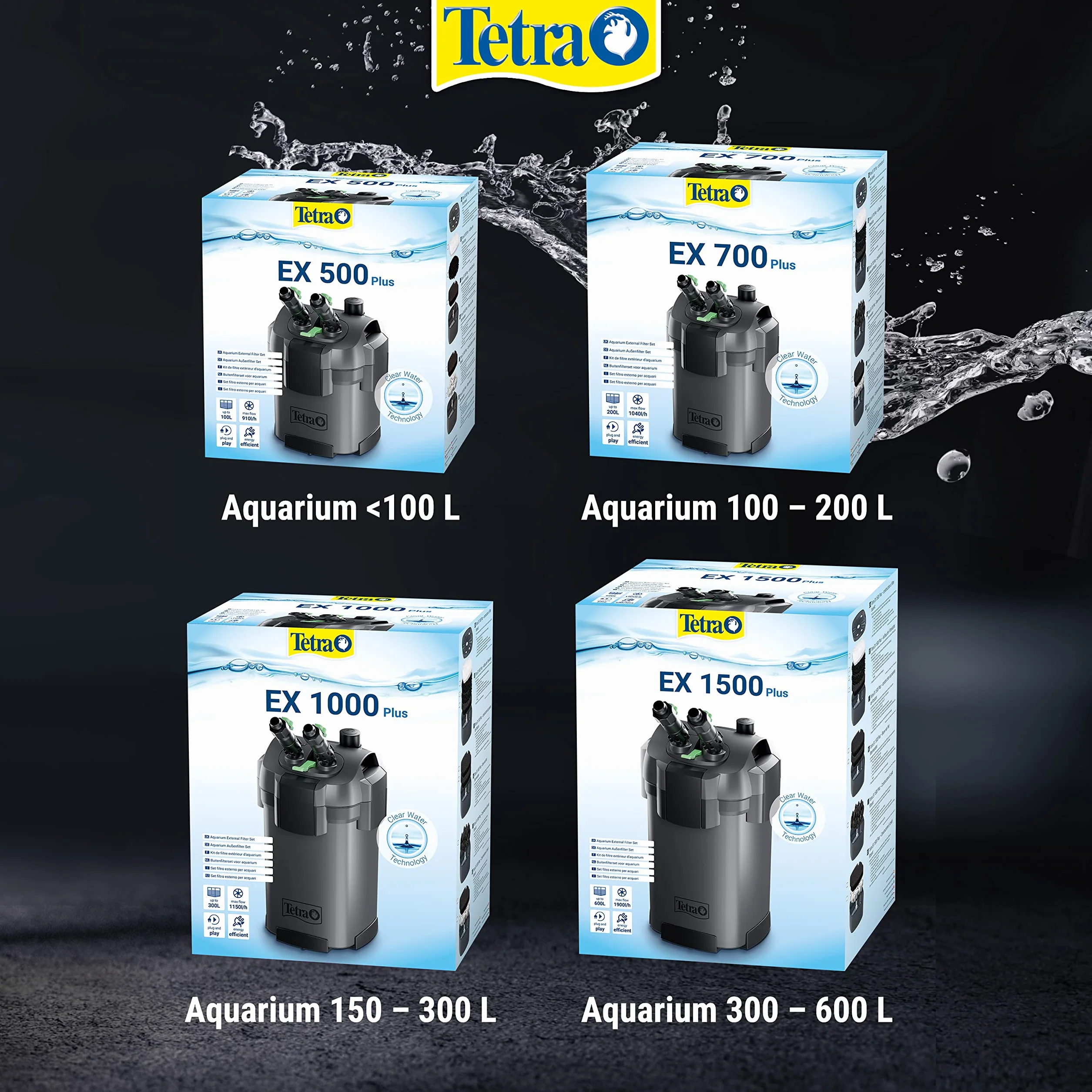 TETRA EX 1000 Plus Filtre Extérieur pour aquarium 150-300L 5 types de filtration silencieux