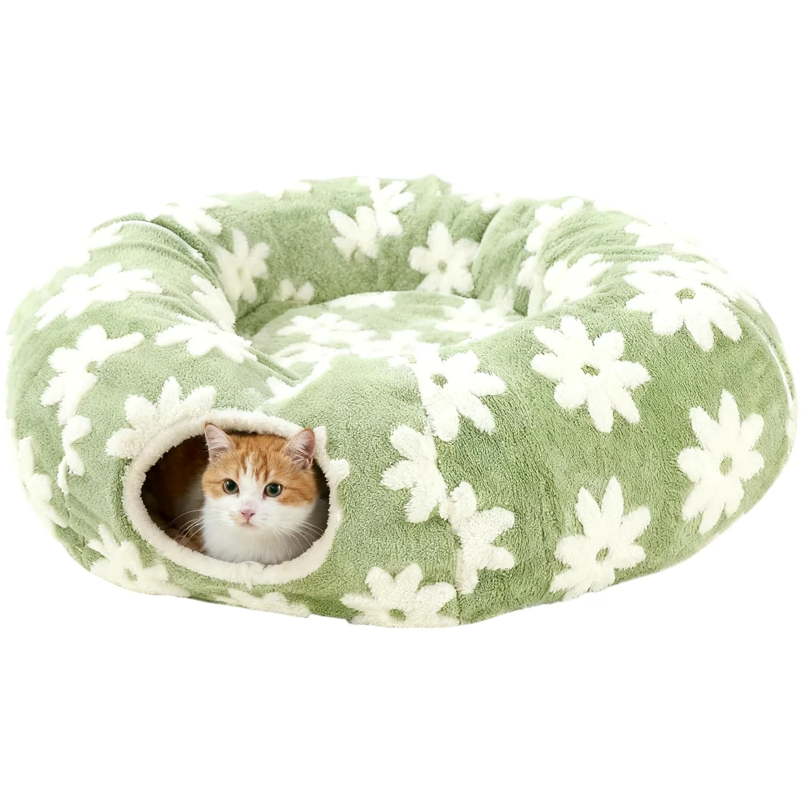 Tunnel pour Chat Lavable avec Tubes Interactifs À Balle | Tunnel Donut Interactif Pour Chat À Design Grattage Mâchonnement Intérieur Extérieur Lapin Chiot