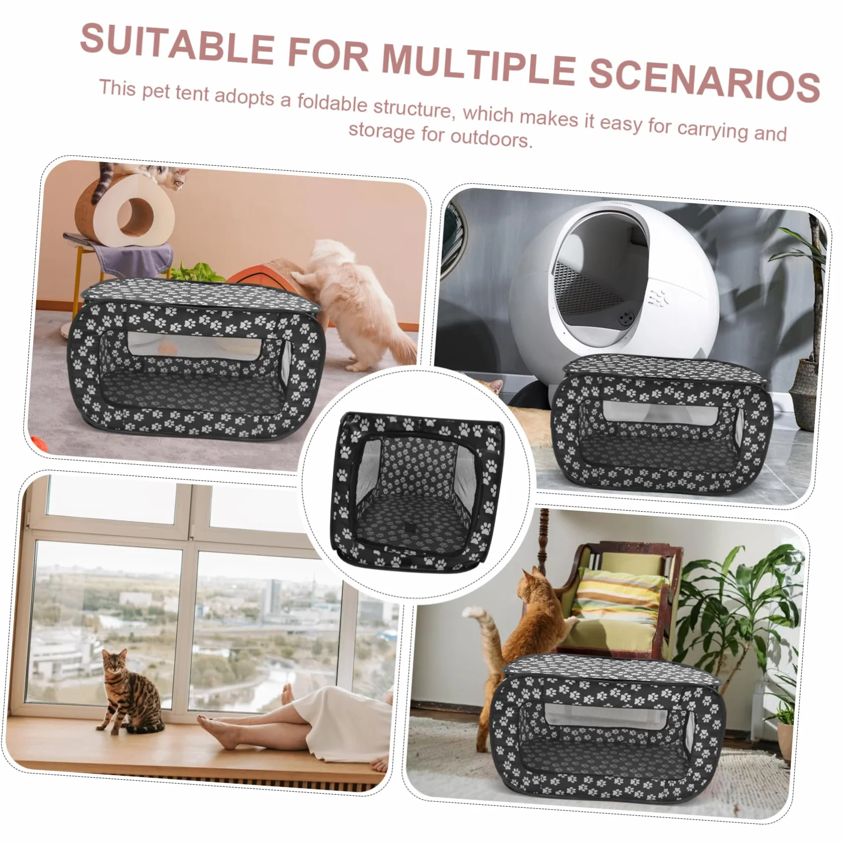 Tente Confortable Pliable pour Animaux de Compagnie en Tissu Lavable, Niche Intérieure pour Chat et Petit Chien