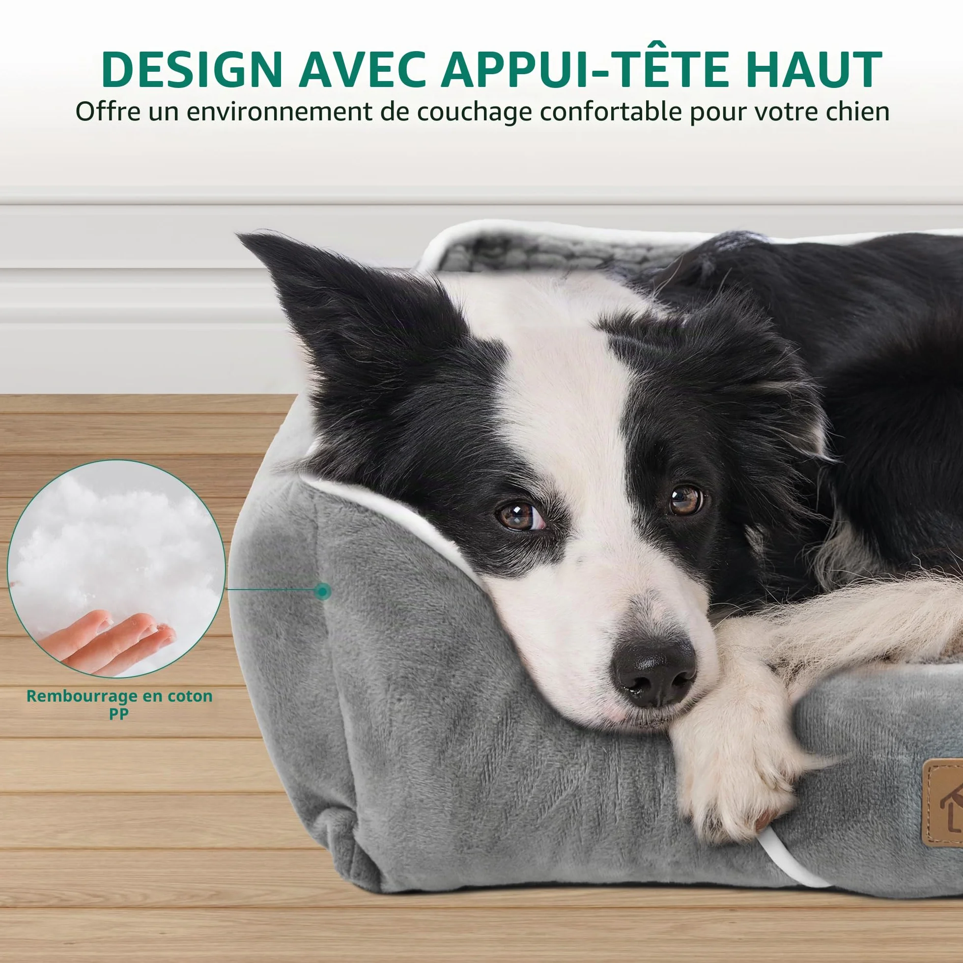 YITAHOME Panier Orthopédique pour Chien 51x48cm Gris Matelas Lavable