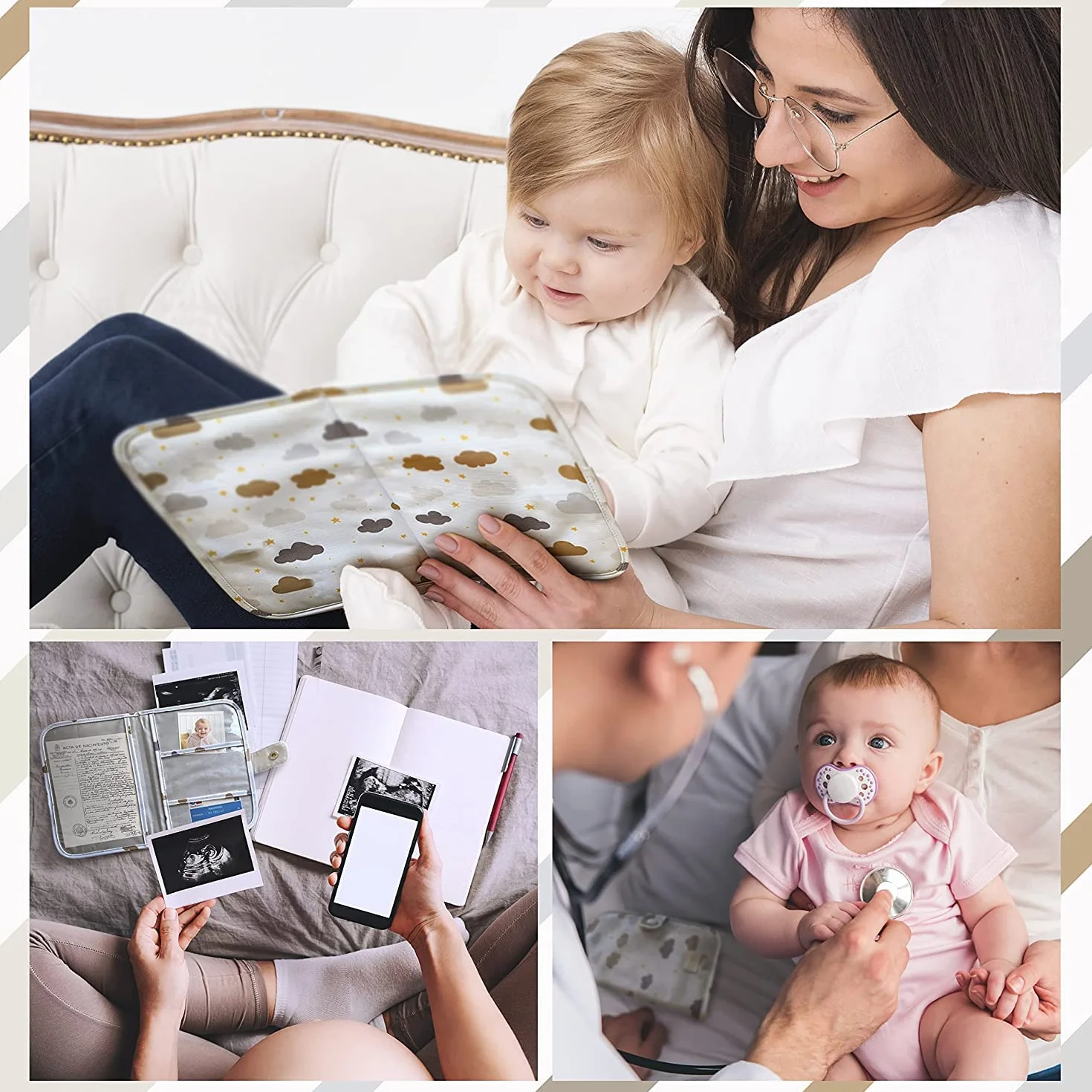 TENDS Protege carnet de sante bebe avec Porte document - Housse securite documents essentiels