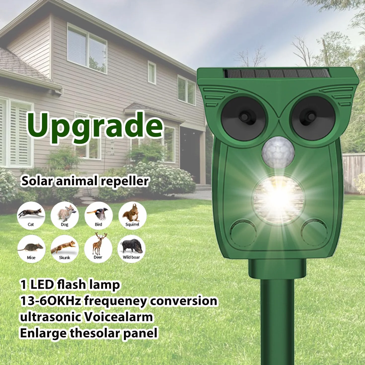 Répulsif Chat Ultrason Solaire USB pour Jardins Champs Pépinières