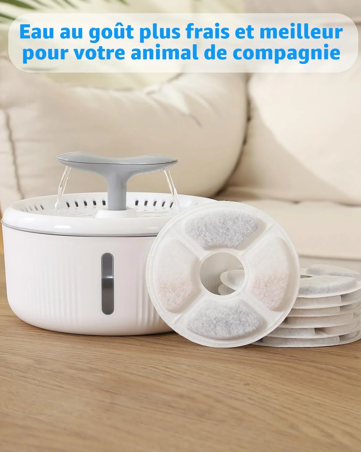 Filtre Fontaine Chat Triple Action 6 PCS Remplacement Résine échangeuse d'ions Charbon Actif 2-2.5L