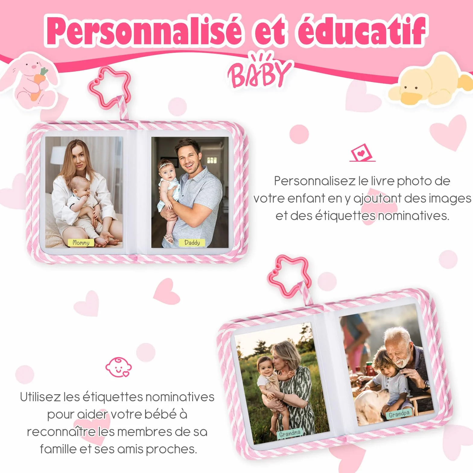 Album Photo Bebe 10x15 17 Photos Mon Premier Album Photo en Tissu Doux Livre Photo de Bébé avec 32 autocollants Cadeau Naissance Garcon Enfant (Licorne)