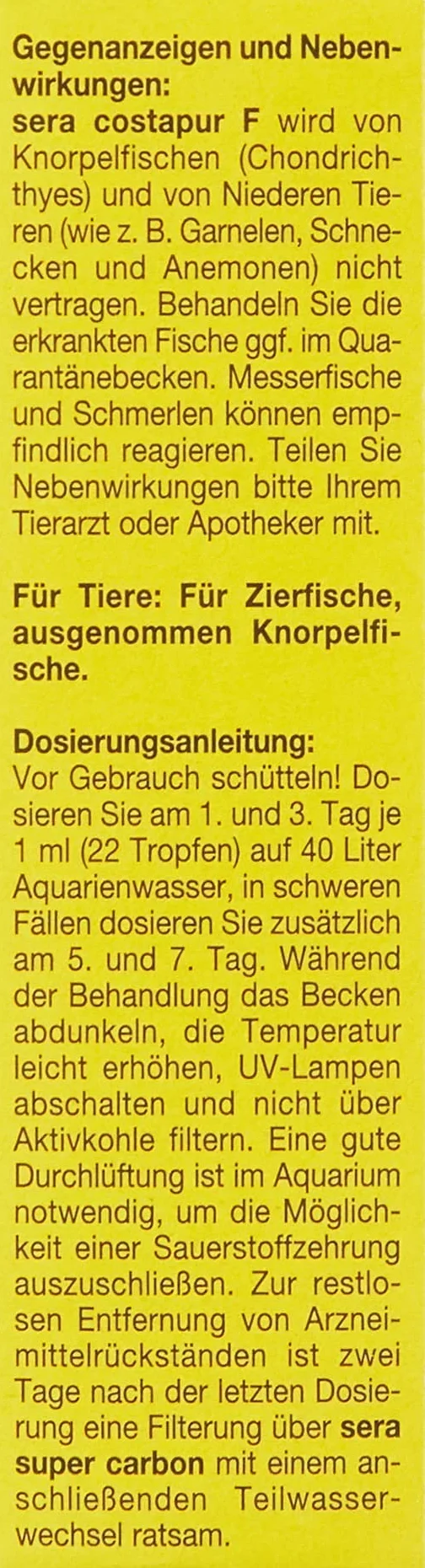 Sera Costapur Conditionneur d’Eau pour Aquariophilie 50 ML