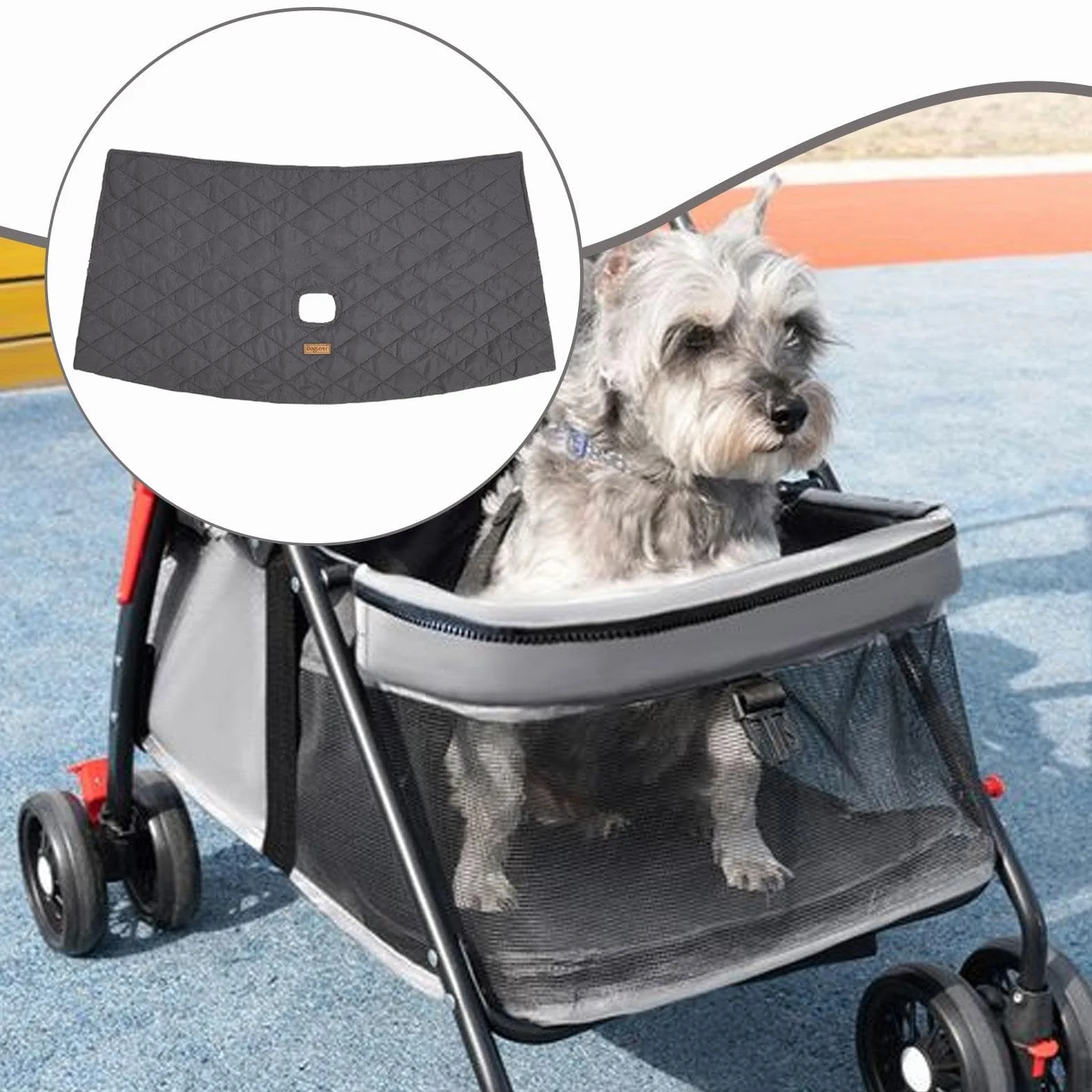 Housse Bordure Poussette Animaux Accessoire Pare-Chocs Lavable Installation Rapide Protection Contre L'Humidité Adapté Aux Sorties Plein Air Animaux F, Gris