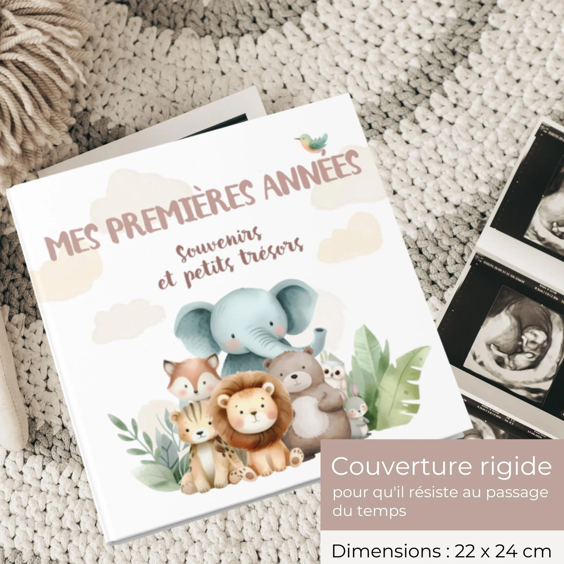 Livre de Naissance Bébé Album Photo Première Année 50 Pages Autocollants Cadeau Naissance