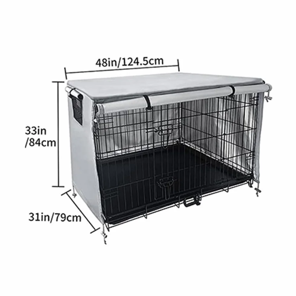 Housse de cage pour chien en tissu Oxford 210D robuste extérieur noir 124,5 x 79 cm