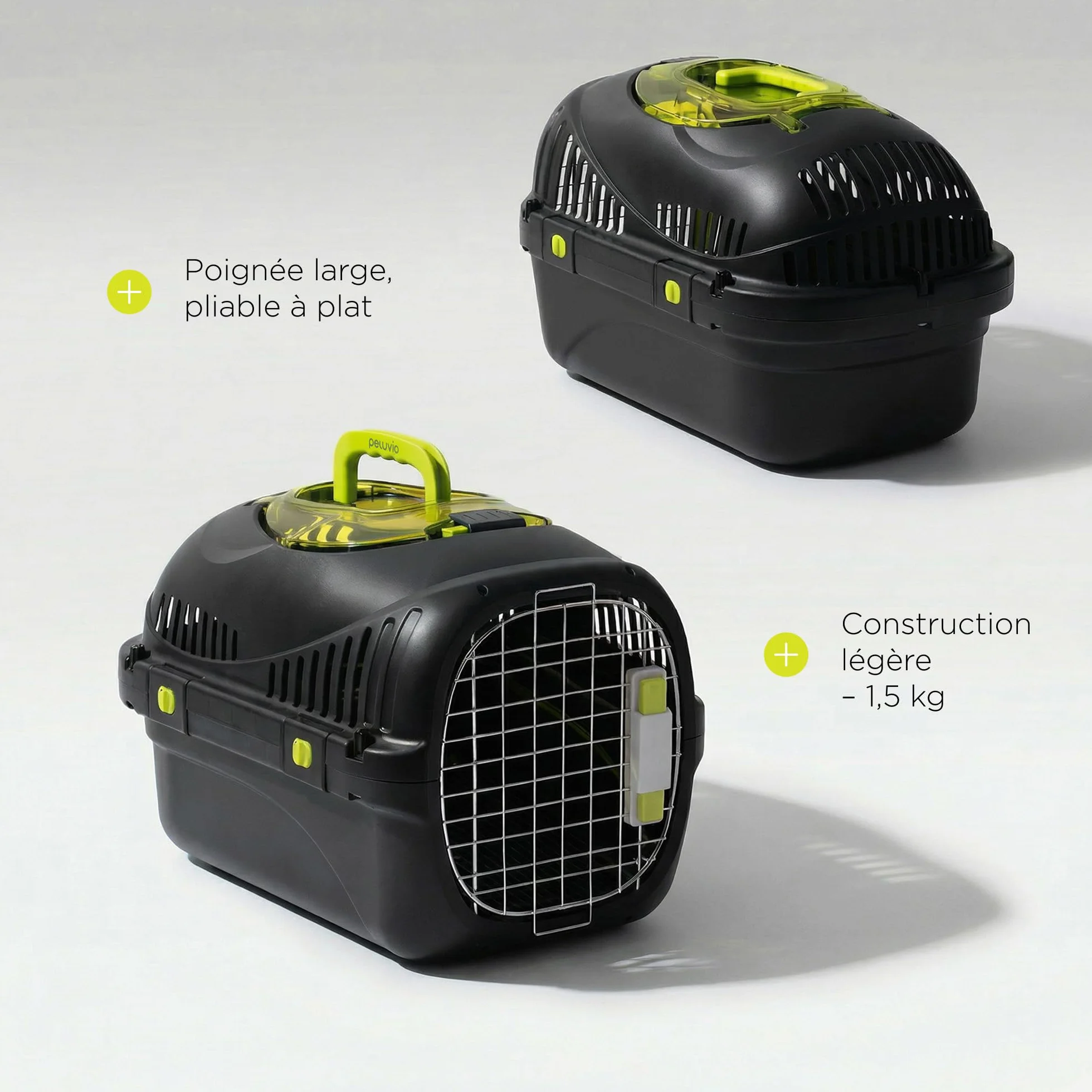 Safy Boîte de Transport Rigide pour Chat avec Porte en Métal, Double Sécurité et Ventilation