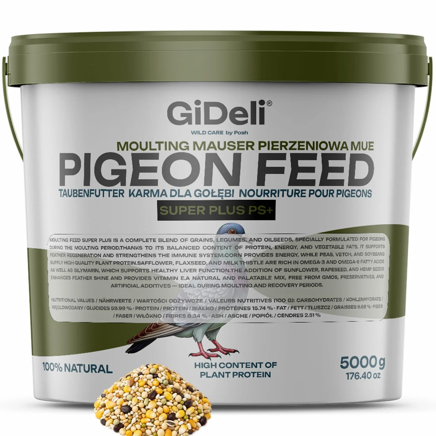 GiDeli Nourriture pour pigeons 5 kg - Mélange protéines graines oléagineuses céréales élevage sport