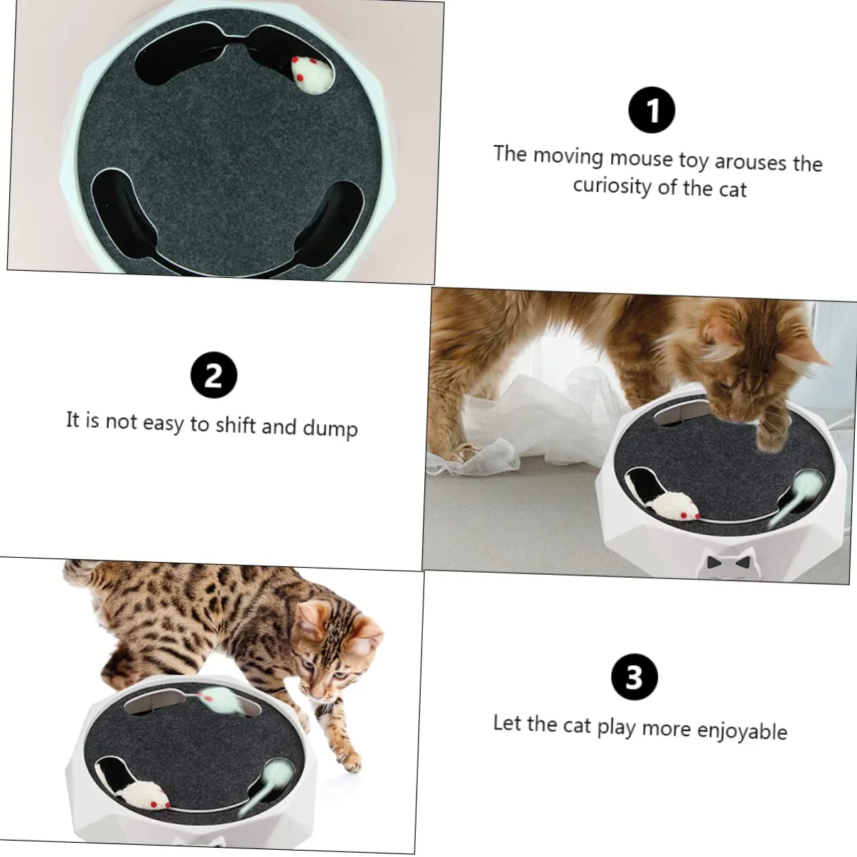 Toddmomy Jouet Interactif Automatique pour Chat Souris Électronique Blanche en Abs, Fonctionnant sur 3 Piles AA, Portable pour Exercice et Amusement des Chatons