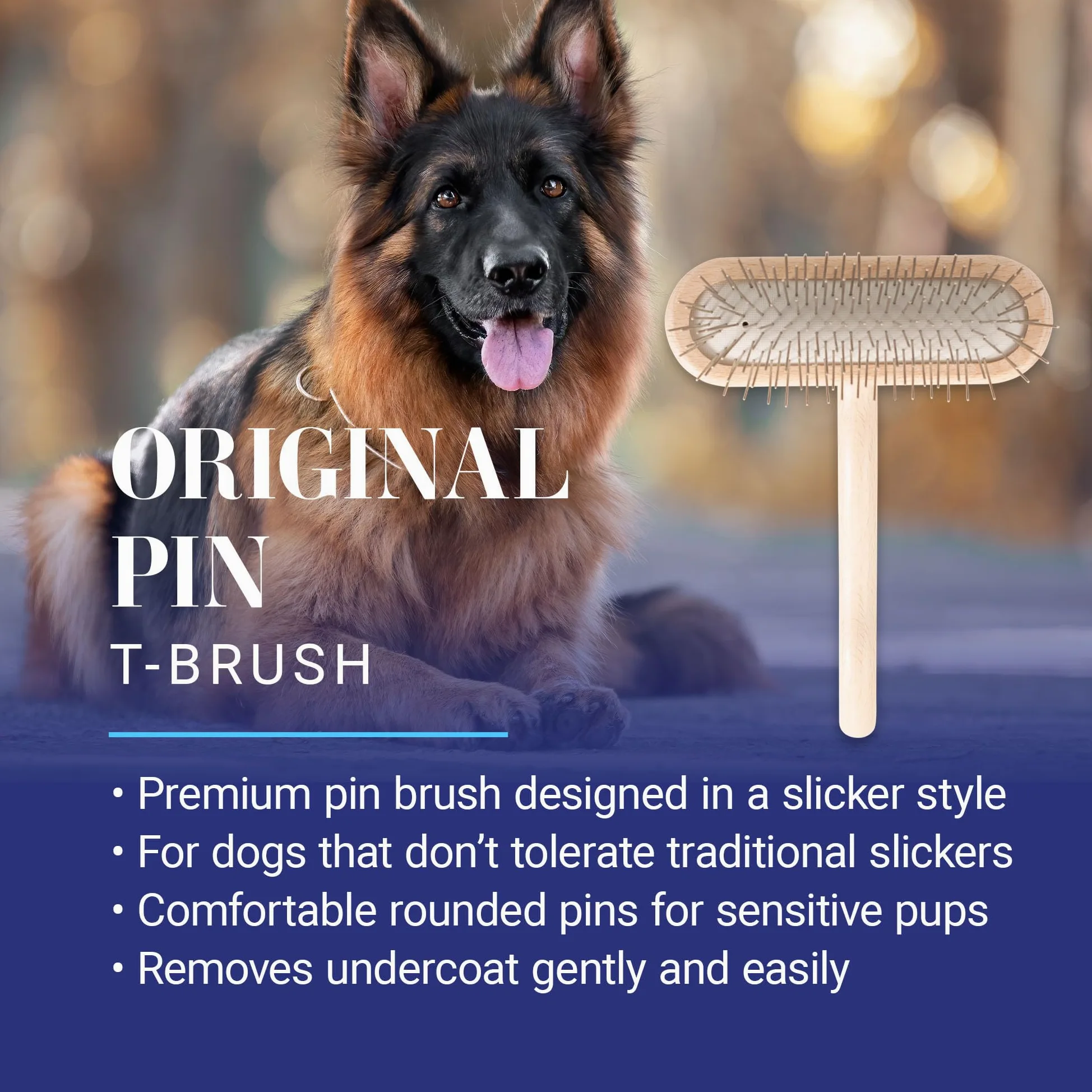 Chris Christensen Brosse pour Chien, Brosse en T de 27 mm, pour toiletter comme Un Professionnel, épingles en Acier Inoxydable, Corps en Bois de hêtre léger, Pointes polies et polies, Lutte Contre la