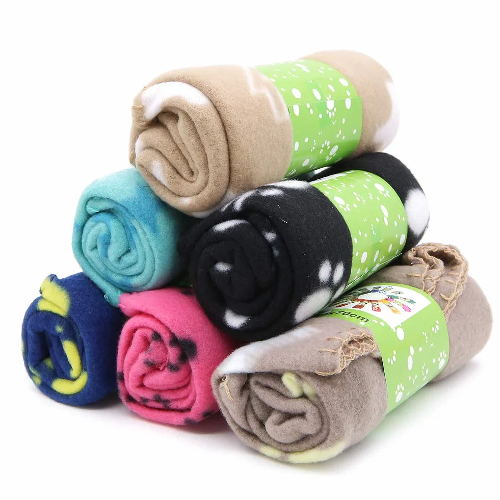 Lot de 6 Couvertures Lavables pour Animal Domestique 60x70 cm Motif Pattes Multicolore