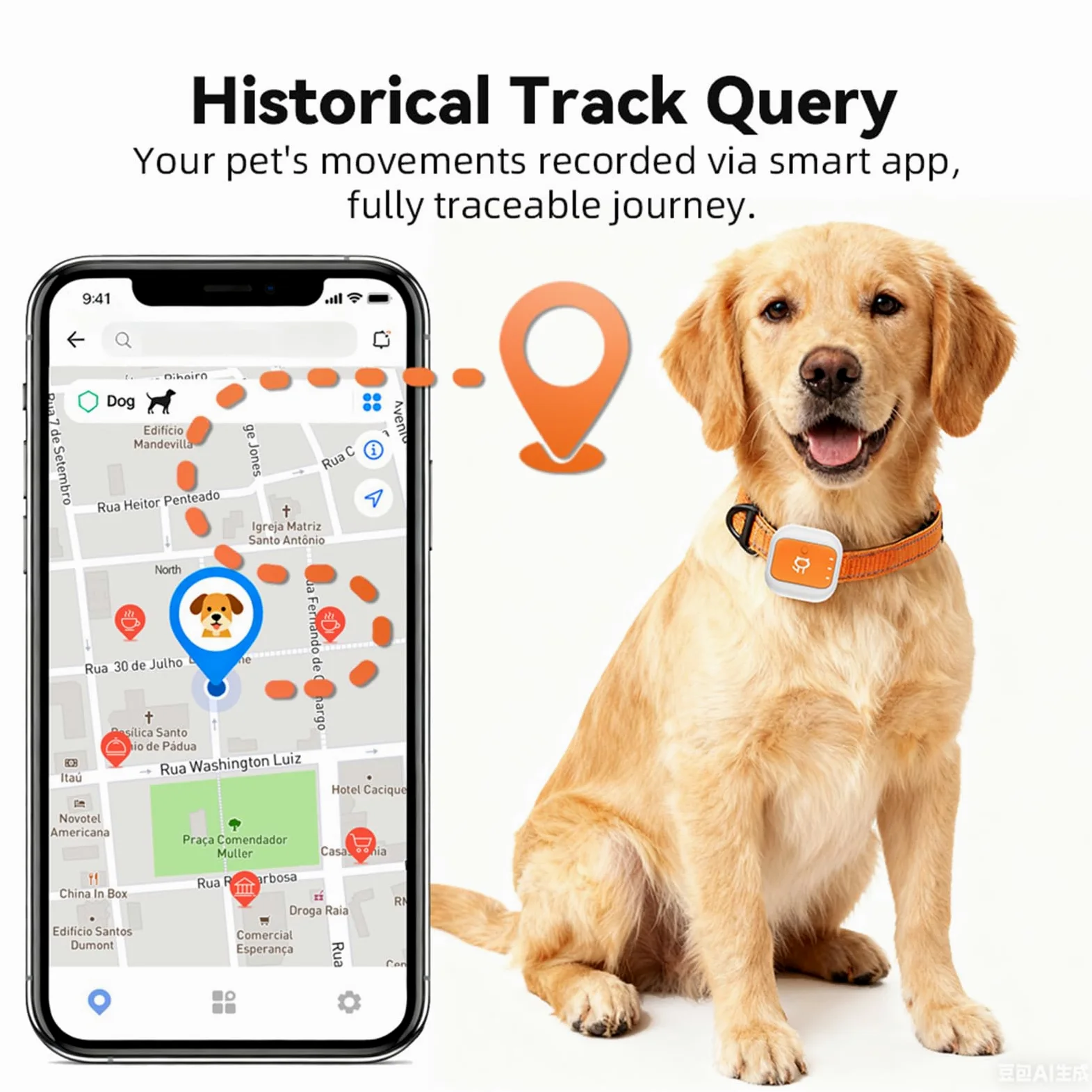 SENECESLI Traceur GPS pour Animaux de Compagnie, Collier de Suivi pour Animaux de Compagnie avec Suivi GPS en Temps Réel, Alerte SOS et Clôture électronique, Autonomie de 25 Jours et (Version