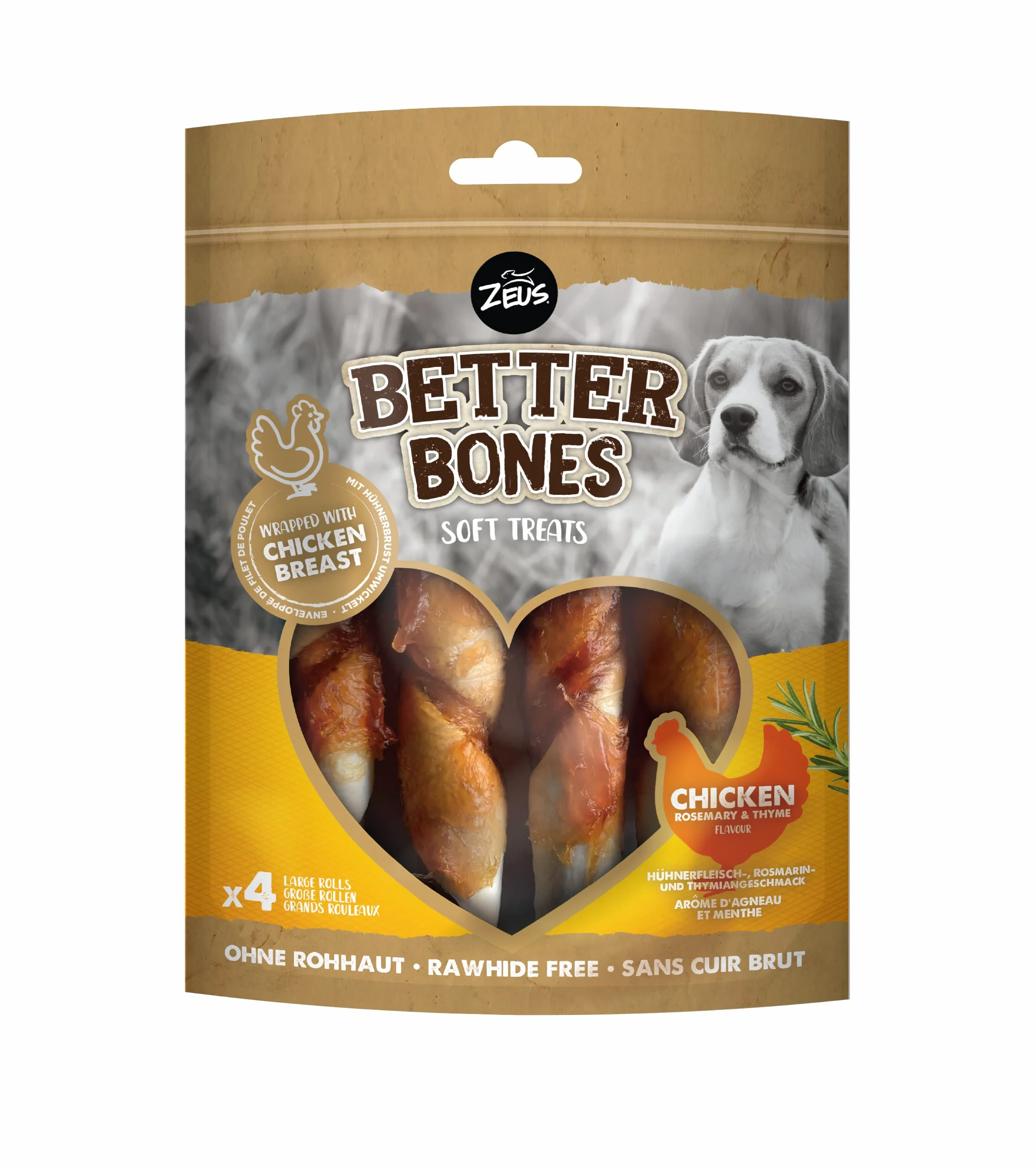 Zeus Better Bones Lot de 6 Rouleaux de Poulet