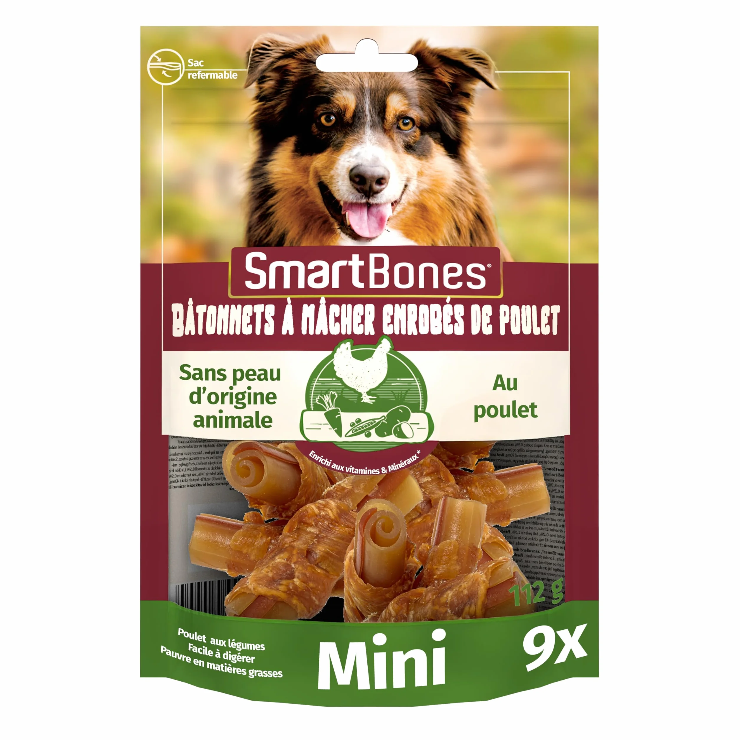 SmartBones Bâtonnets à Mâcher au Poulet pour Chien Adulte Petite Taille - 9 Pièces Sans Peau, Faible en Matières Grasses, Enrichi en Vitamines et Minéraux